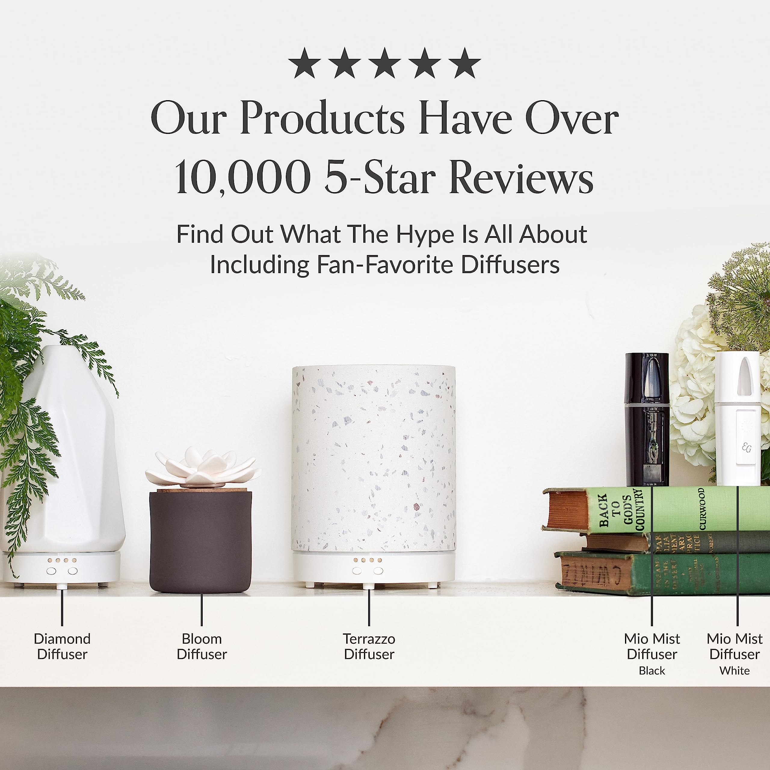 Edens Garden Charcoal Ceramic Bloom Diffuser – Passive Wick Aromatherapy
