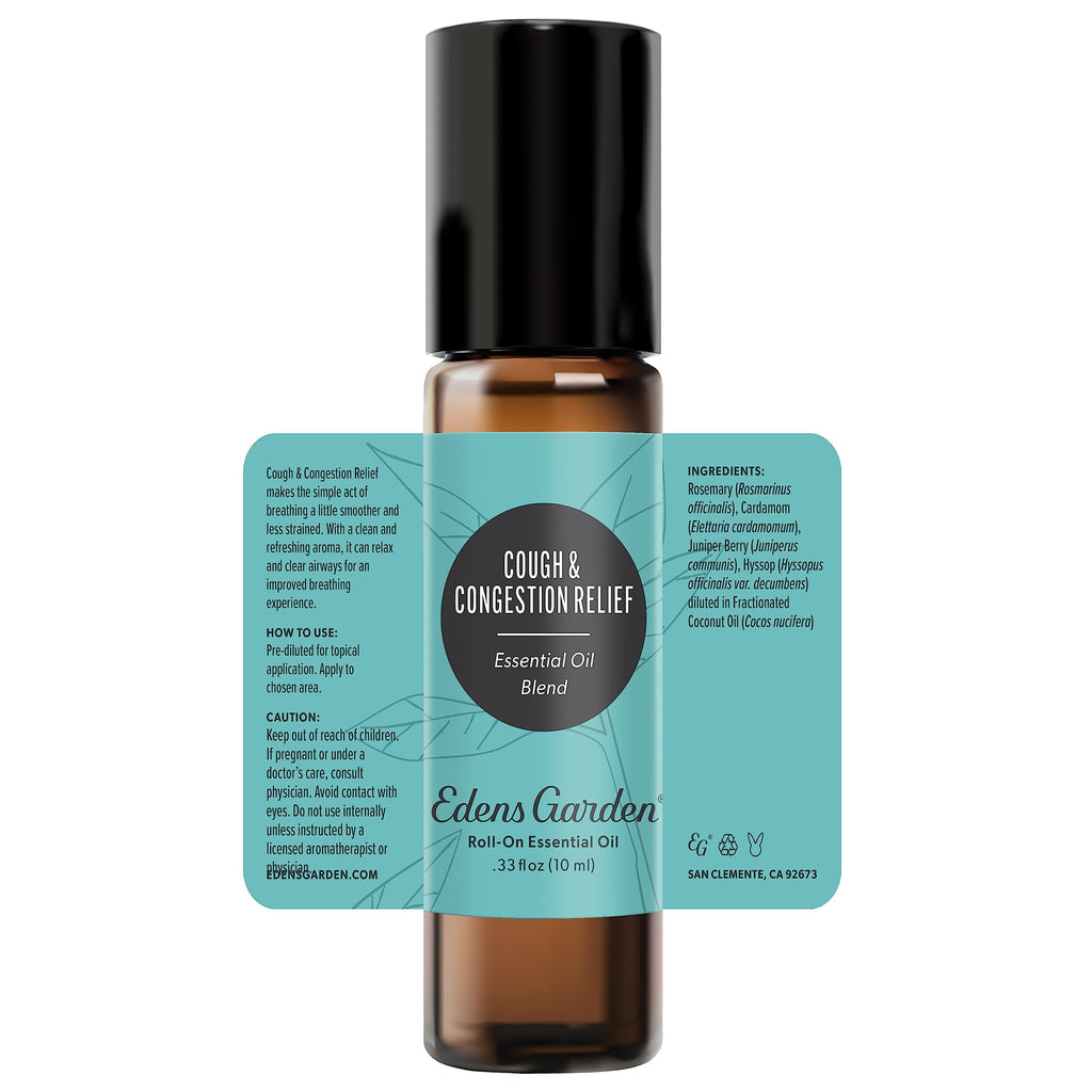 Edens Garden Cough & Congestion Relief Essential Oil Blend – 100% Pure & Natural, 10 ml Roll-On