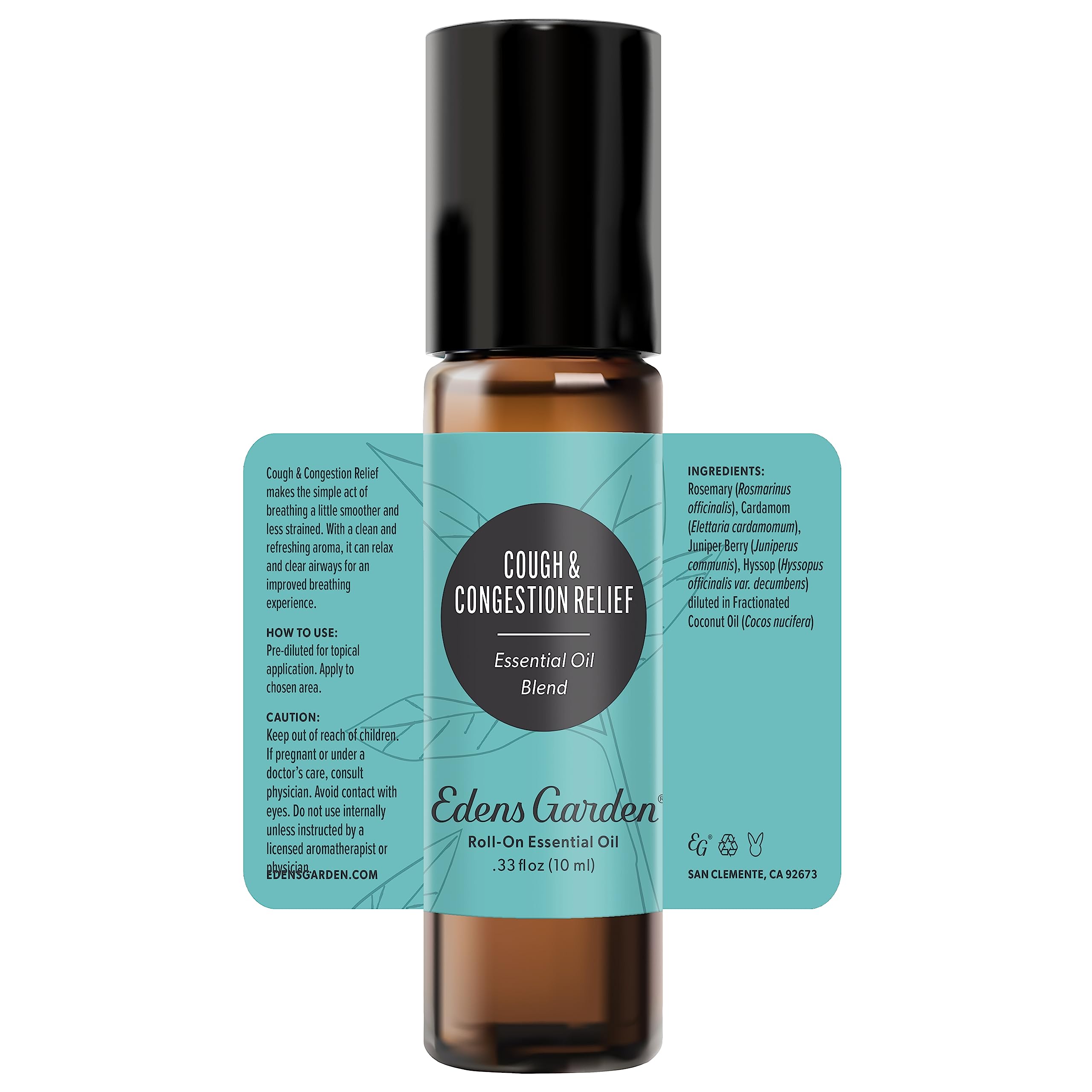 Edens Garden Cough & Congestion Relief Essential Oil Blend – 100% Pure & Natural, 10 ml Roll-On