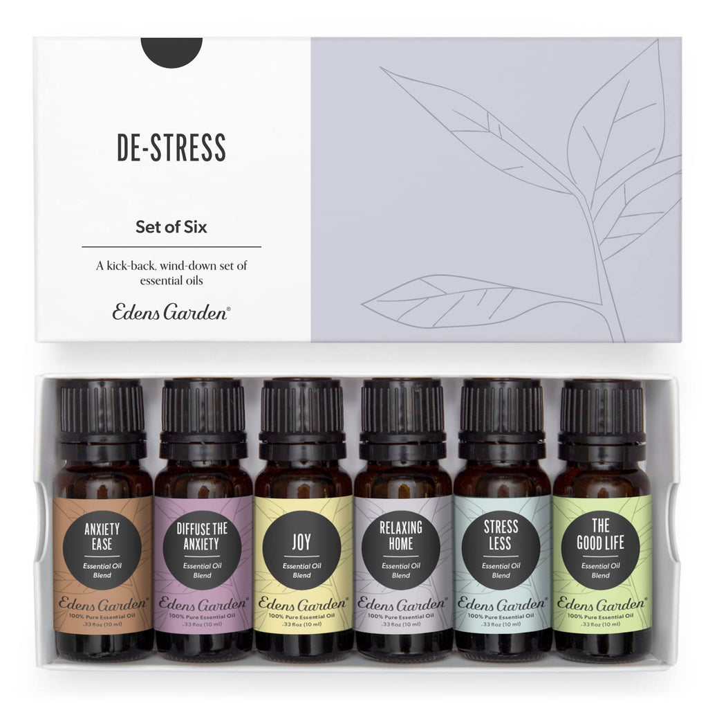 Edens Garden De-Stress 6 Set – 100% Pure Essential Oils (10 ml x6)