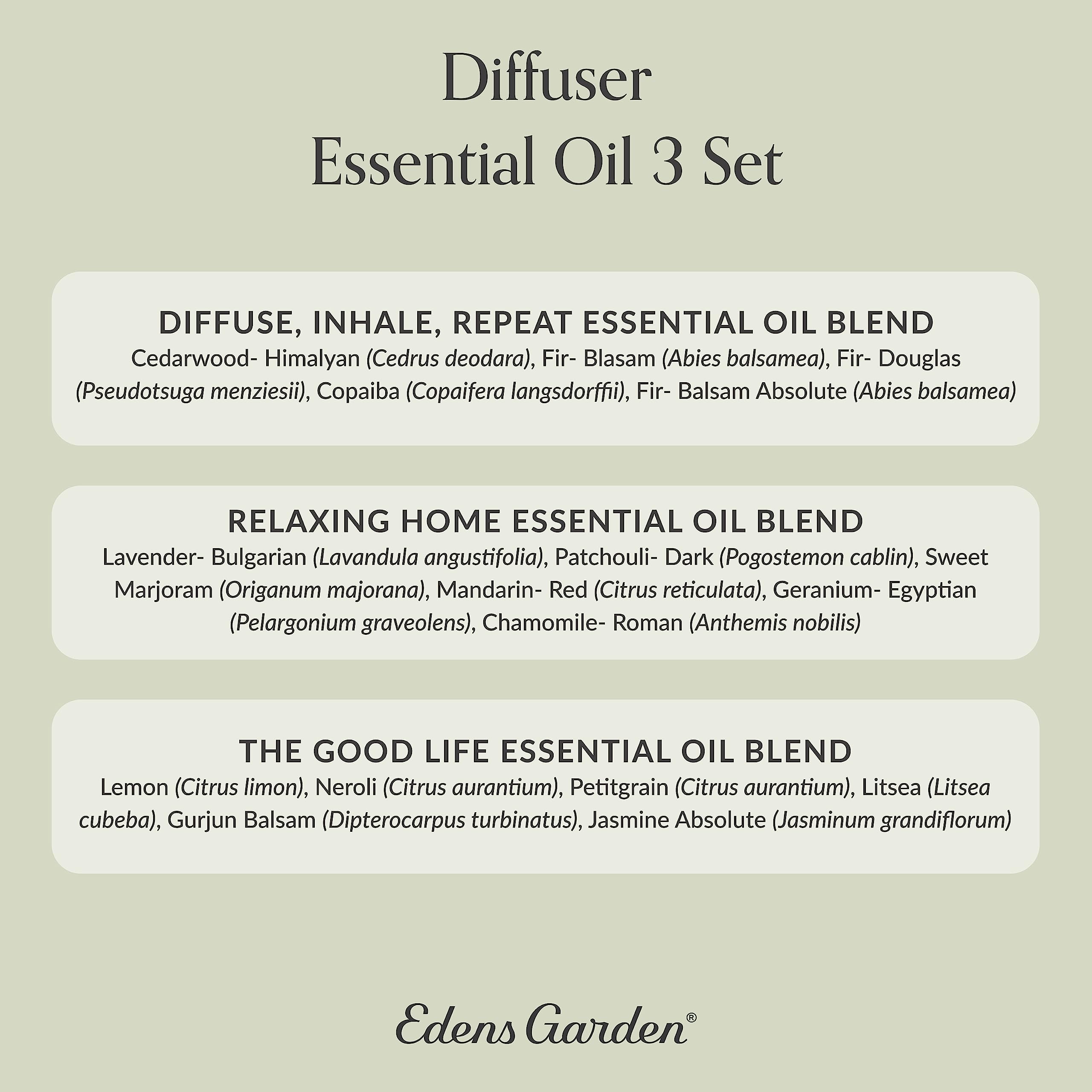 Edens Garden Diffuser Oils 3 Pack – 100% Pure Therapeutic Grade Aromatherapy