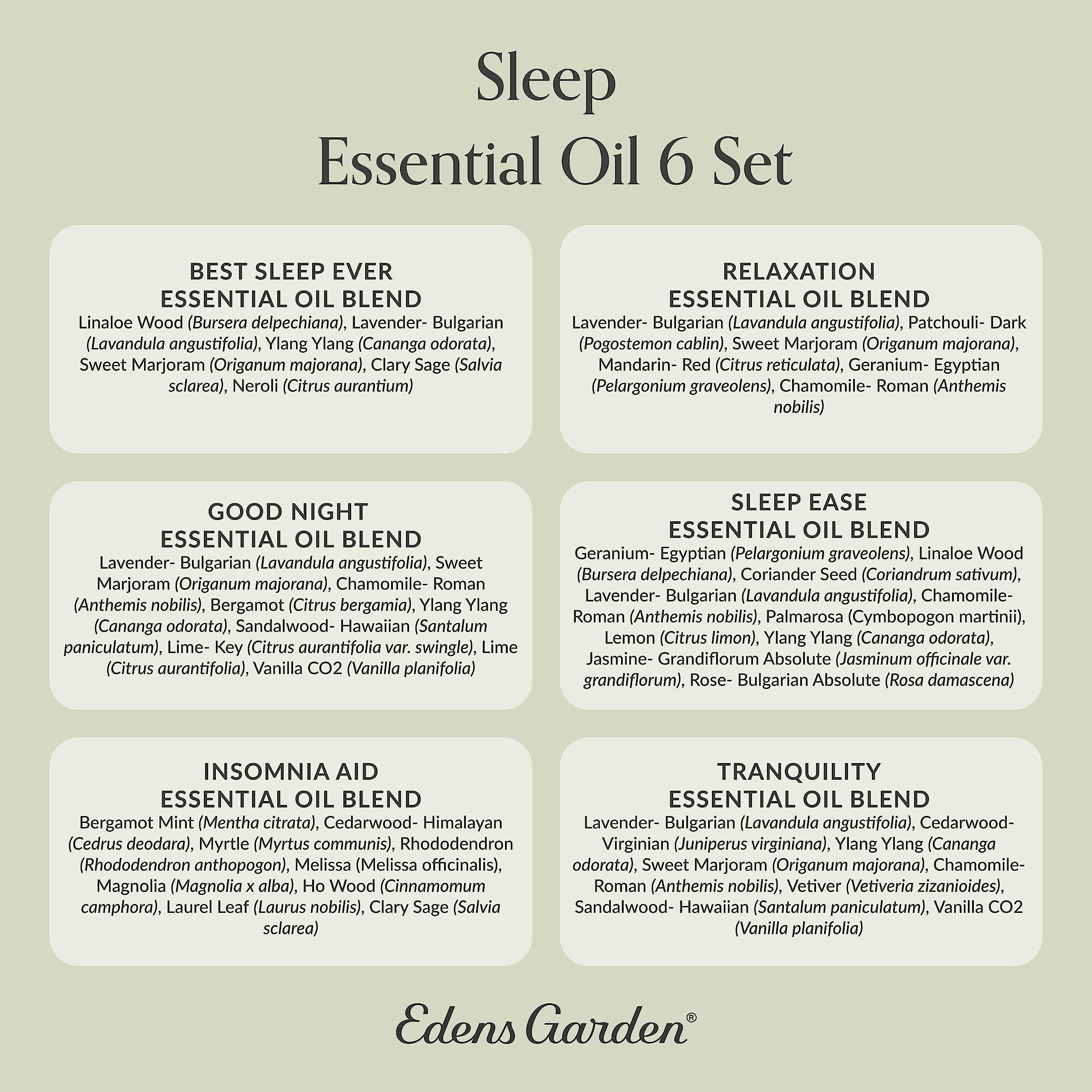 Edens Garden Sleep Essential Oils 6-Set - Pure, Undiluted Aromatherapy Blends