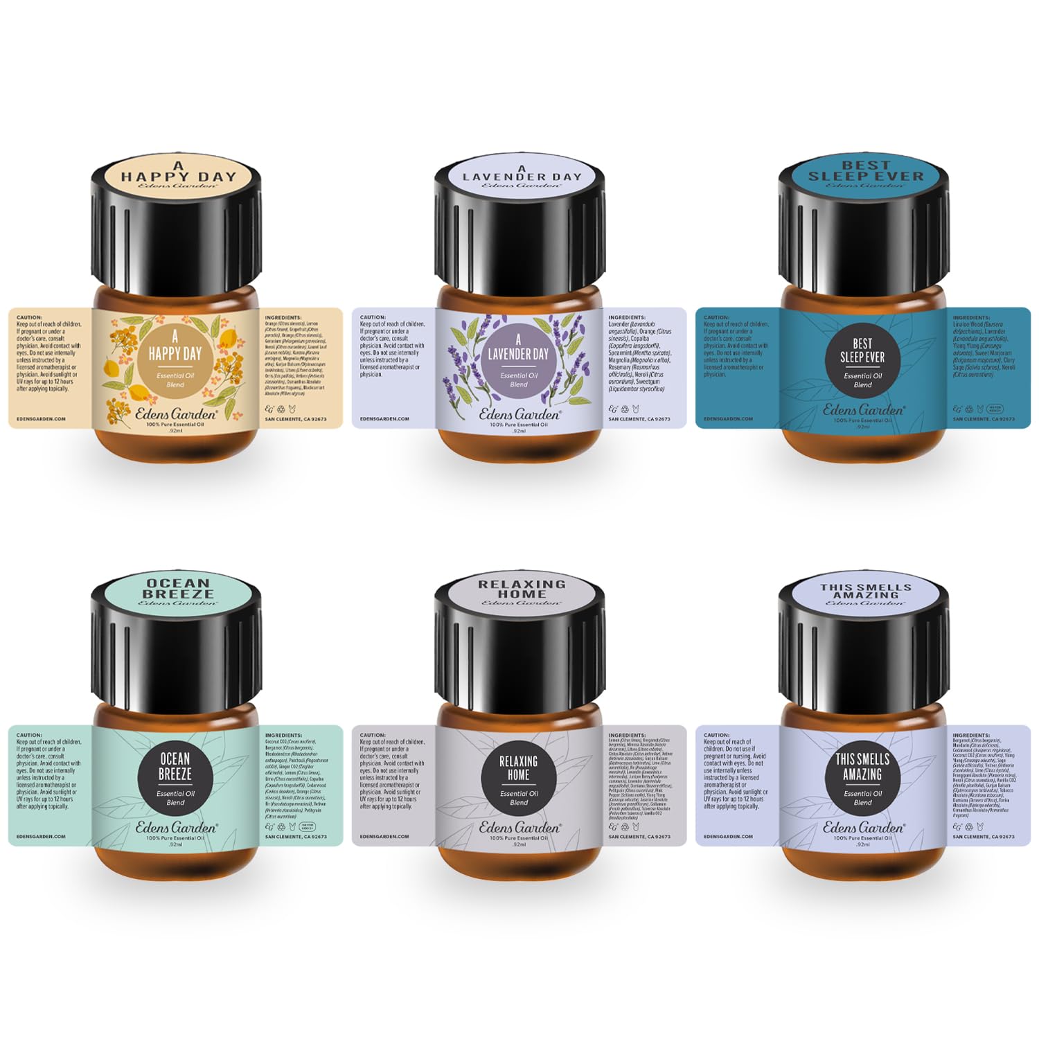 Edens Garden A Gift for You Discovery Sampler 6 Pack – 100% Pure Therapeutic Essential Oils