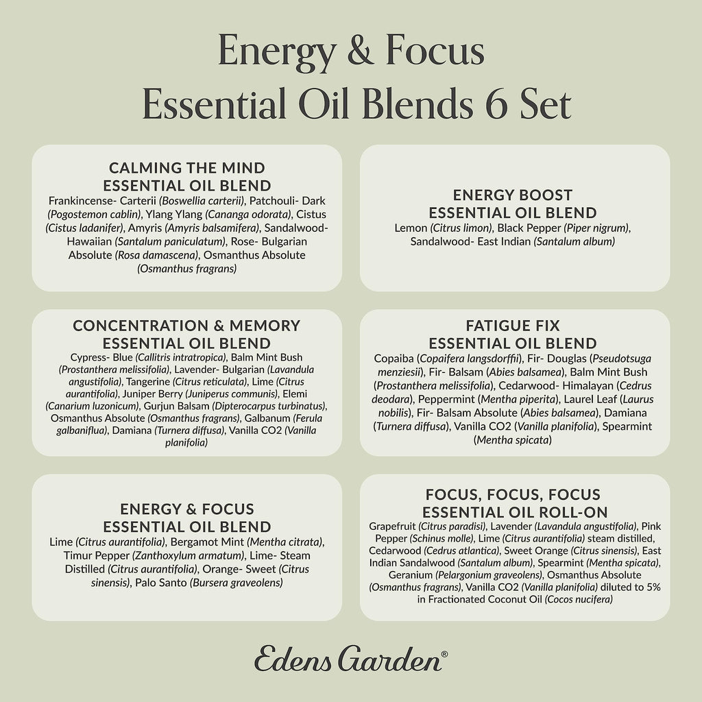 Edens Garden Energy & Focus Essential Oils 6 Set – 100% Pure Therapeutic Grade