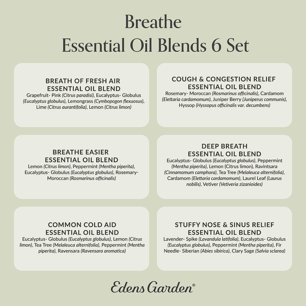 Edens Garden Breathe 6 Set – 100% Pure Therapeutic Grade Essential Oils (10 ml x 6)