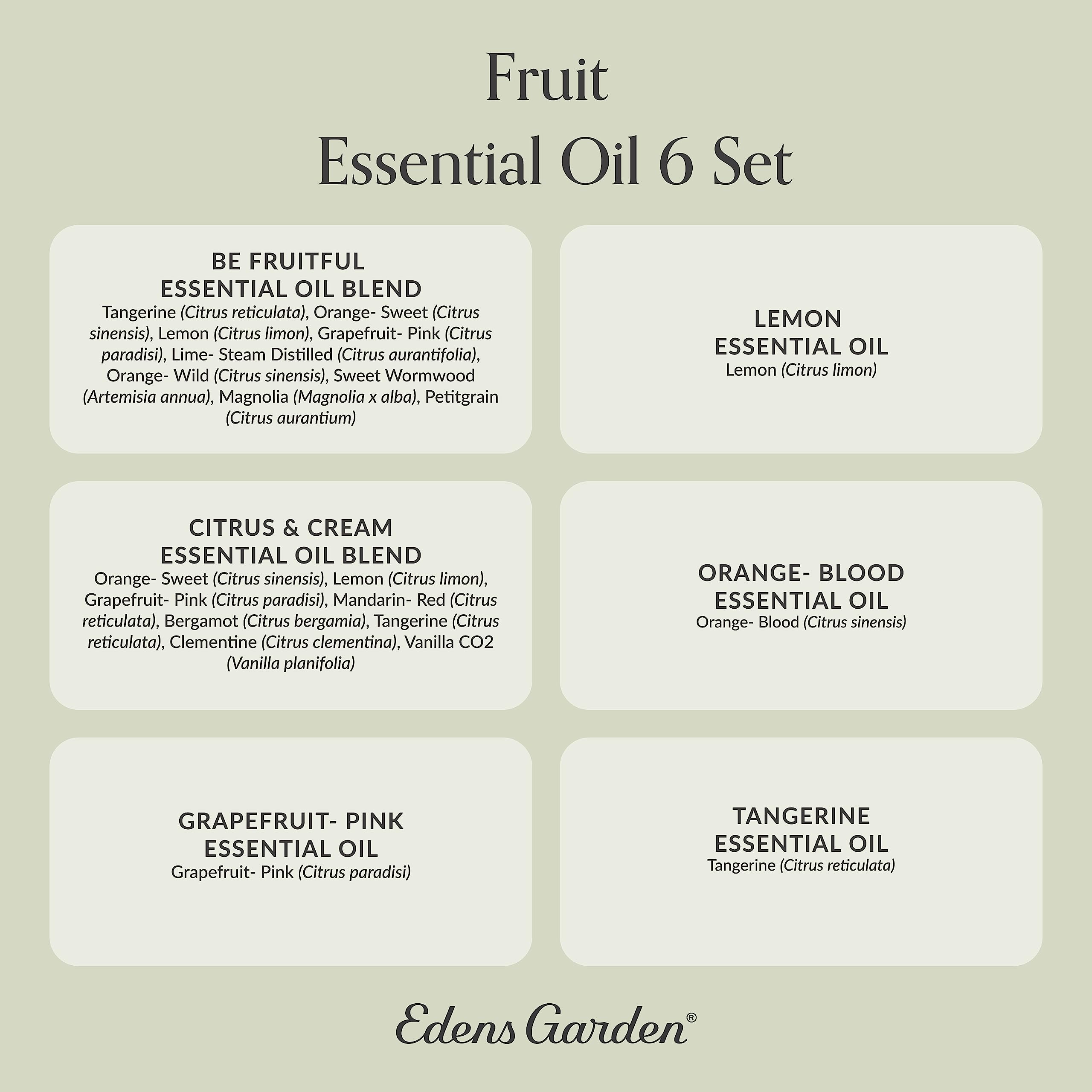 Edens Garden Fruit 6 Set – 100% Pure Therapeutic Grade Essential Oils (Lemon, Orange & Citrus) 10 ml x6