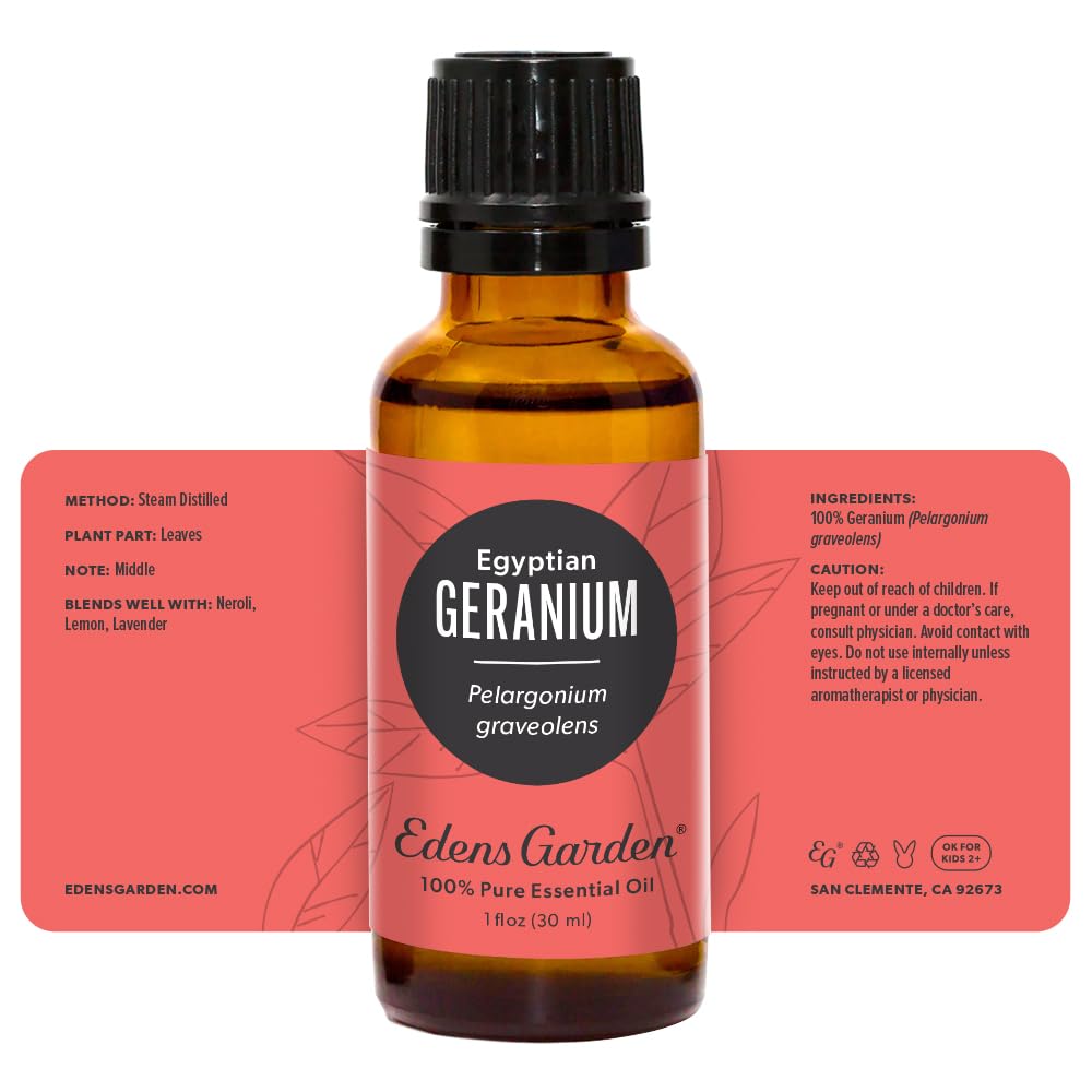 Edens Garden Geranium - Egyptian Essential Oil, 100% Pure Therapeutic Grade, 30 ml