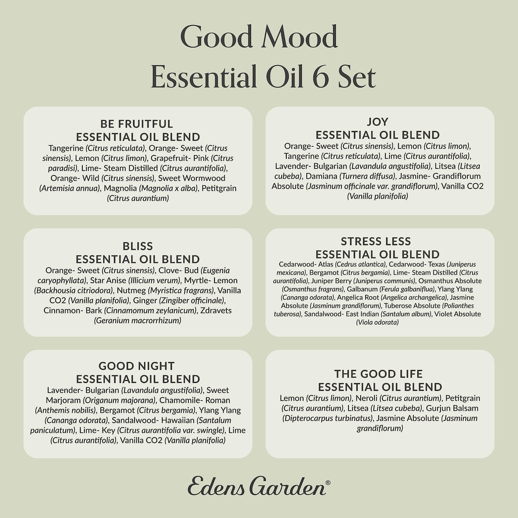 Edens Garden Good Mood 6 Set – 100% Pure Therapeutic-Grade Essential Oils, 10 ml x6