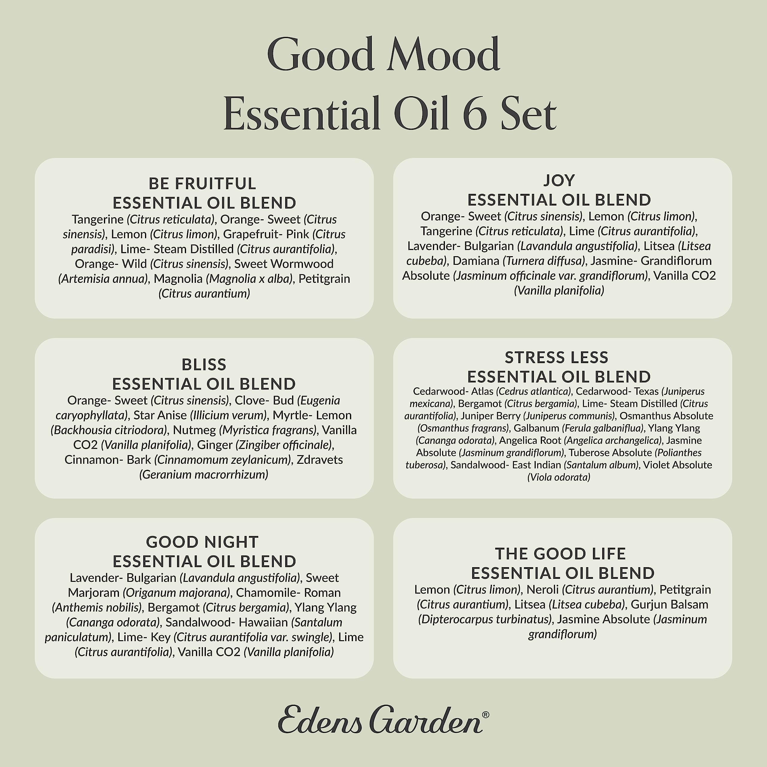 Edens Garden Good Mood 6 Set – 100% Pure Therapeutic-Grade Essential Oils, 10 ml x6