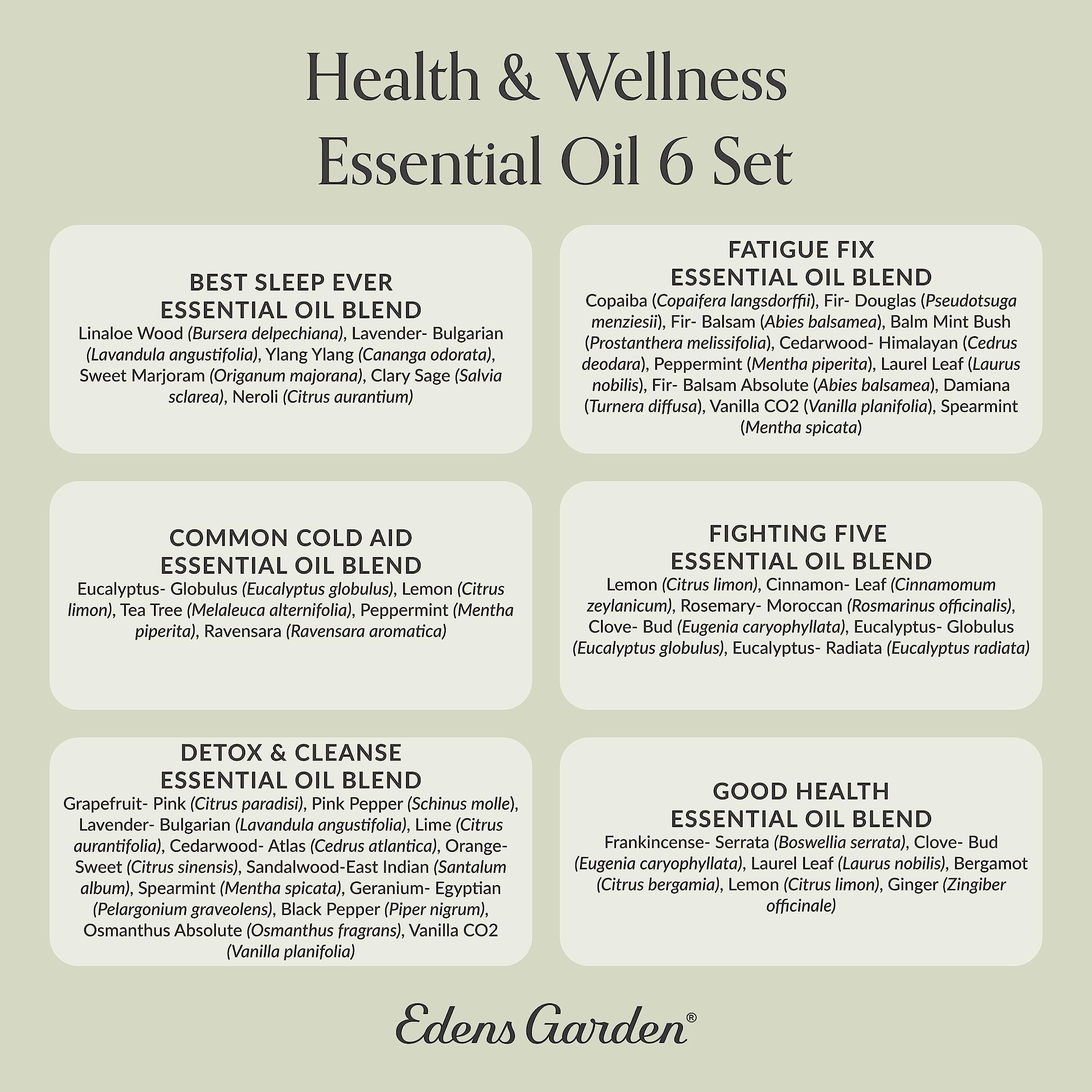Edens Garden Health & Wellness 6-Pack Essential Oils – Pure Therapeutic Grade Aromatherapy (10 ml each)