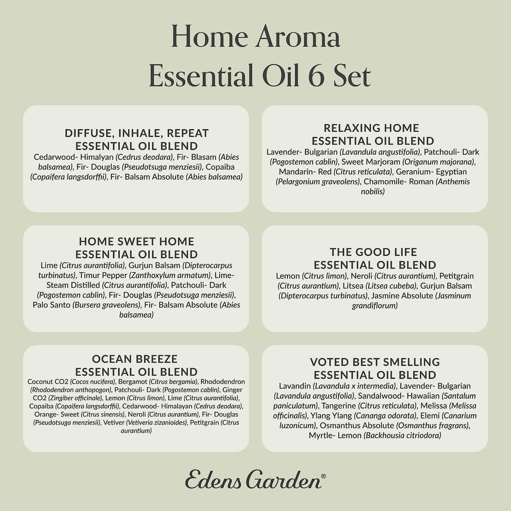 Edens Garden Home Aroma Essential Oil Set – 6x10 ml, 100% Pure Therapeutic Grade