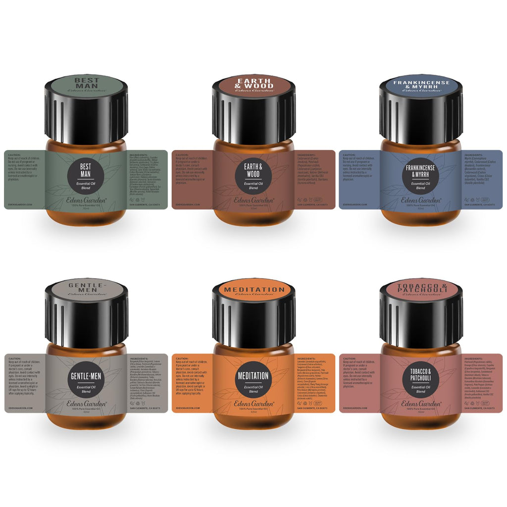 Edens Garden Men Essential Oils Discovery Sampler 6 Pack – 0.92 ml Each – 100% Pure Therapeutic Grade Oils