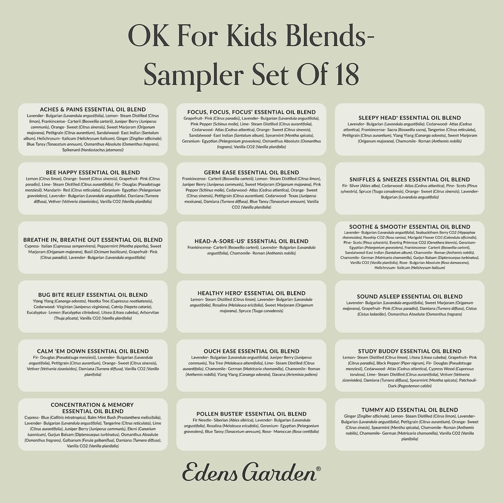 Edens Garden OK For Kids Essential Oils Sampler – 18-Set, 100% Pure Therapeutic Grade