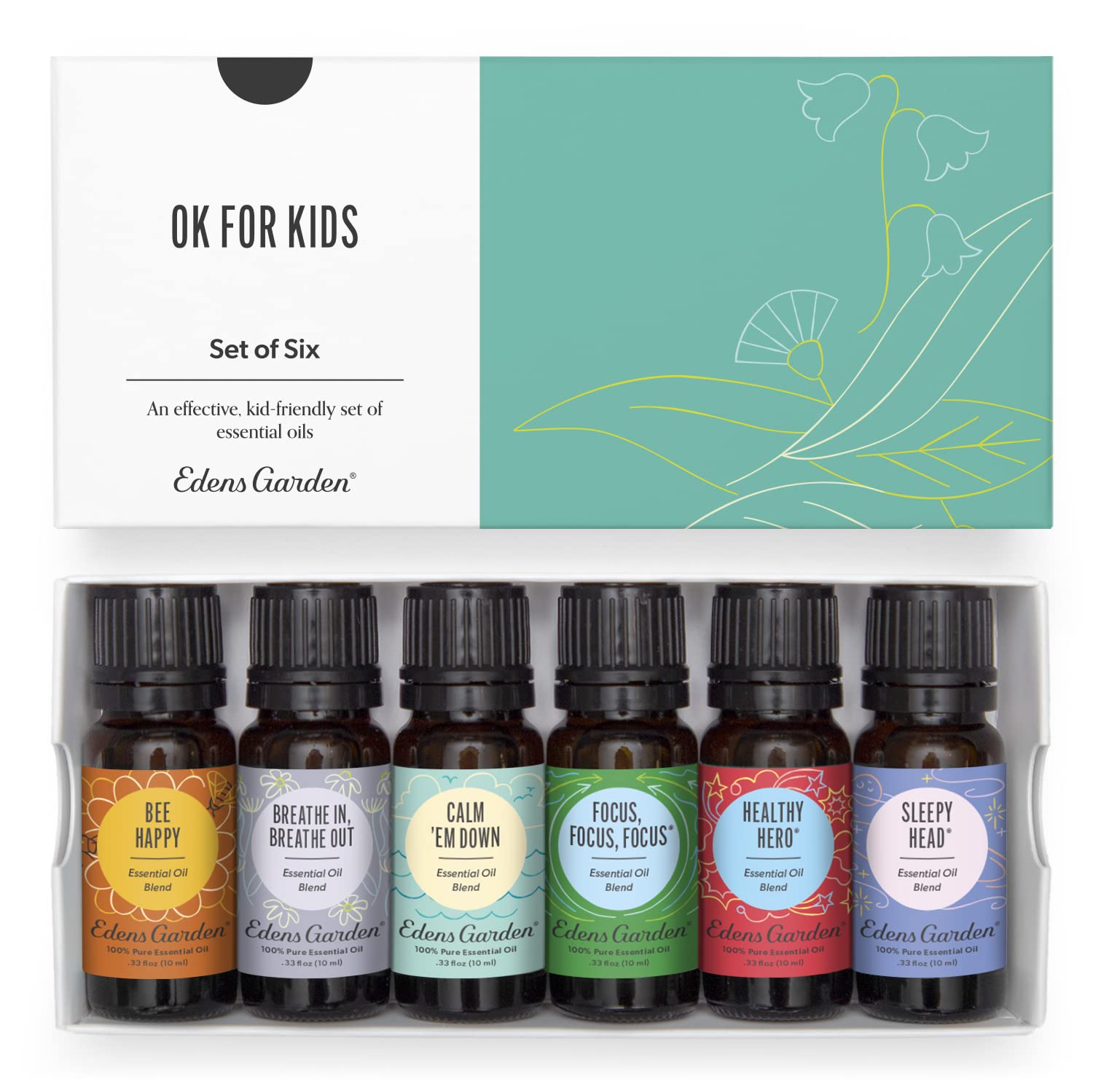 Edens Garden OK for Kids 6-Set Essential Oils — 100% Pure Therapeutic Grade, 10 ml