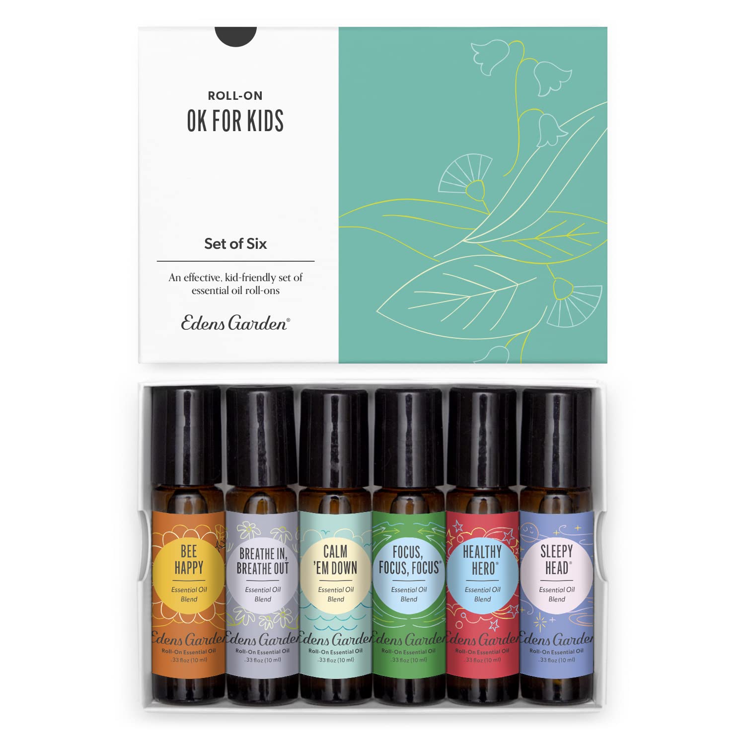 Edens Garden OK for Kids Roll-On Set – 6 Pack, 10 ml Each | Pure Therapeutic Grade