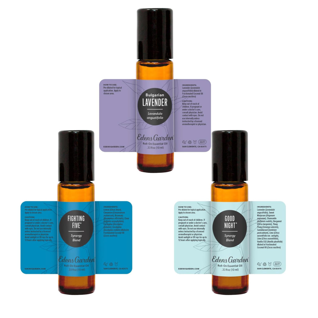 Edens Garden Best of the Best Roll-On Set – 3 Pack (Fighting Five, Good Night & Lavender) 100% Pure Therapeutic Grade