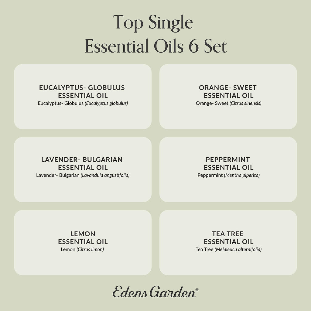 Edens Garden 6-Set Essential Oils – 100% Pure Therapeutic Grade (10 ml each): Lavender, Peppermint, Eucalyptus, Tea Tree, Lemongrass, Sweet Orange