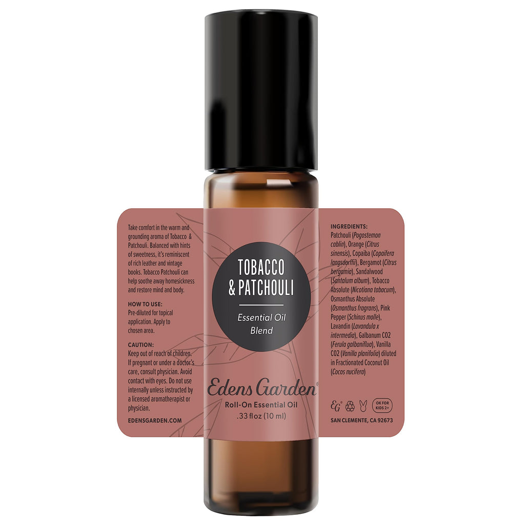 Edens Garden Tobacco Patchouli Essential Oil Roll-On – 10 ml, 100% Pure, Premium Grade, Skin Safe