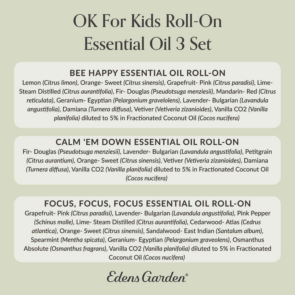 Edens Garden OK For Kids Roll-On Set – 3x 10ml Pre-Diluted Oils