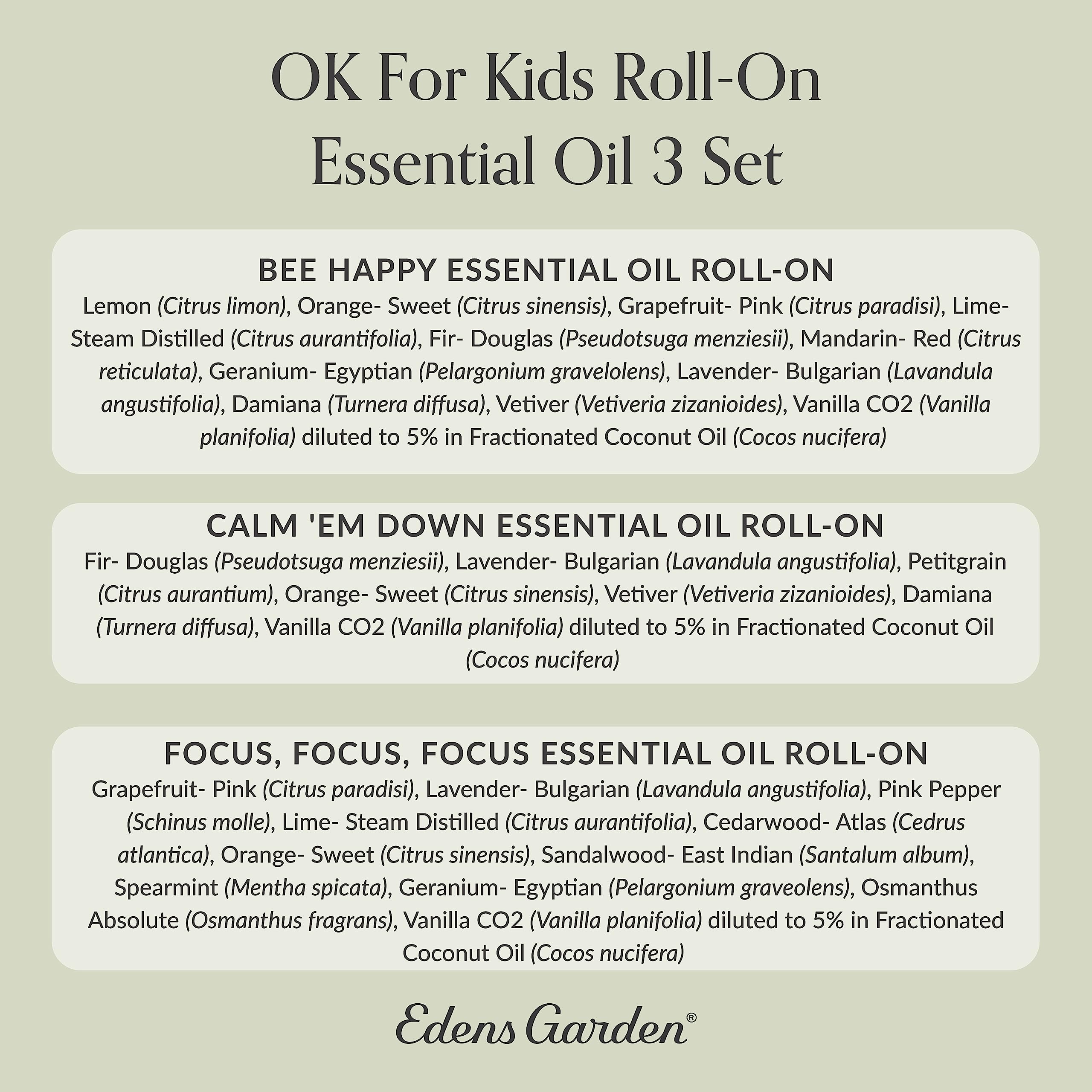Edens Garden OK For Kids Roll-On Set – 3x 10ml Pre-Diluted Oils