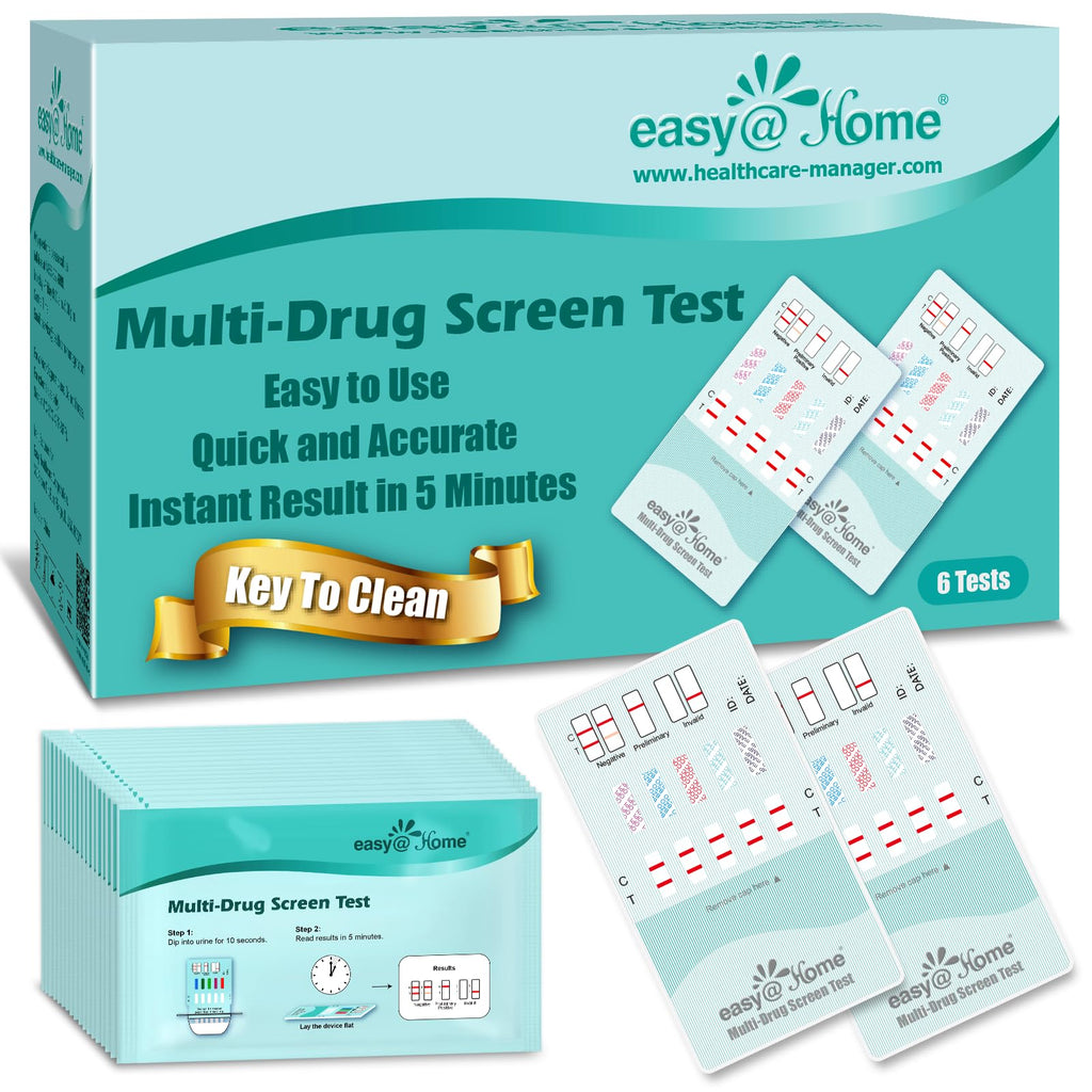 Easy@Home 6-Pack Urine Drug Test Kit – Multi-Drug Screen (AMP, BZO, COC, THC, MET, MOR, BAR, MDMA, PCP, MTD) – Instant Results #EDOAP-3104