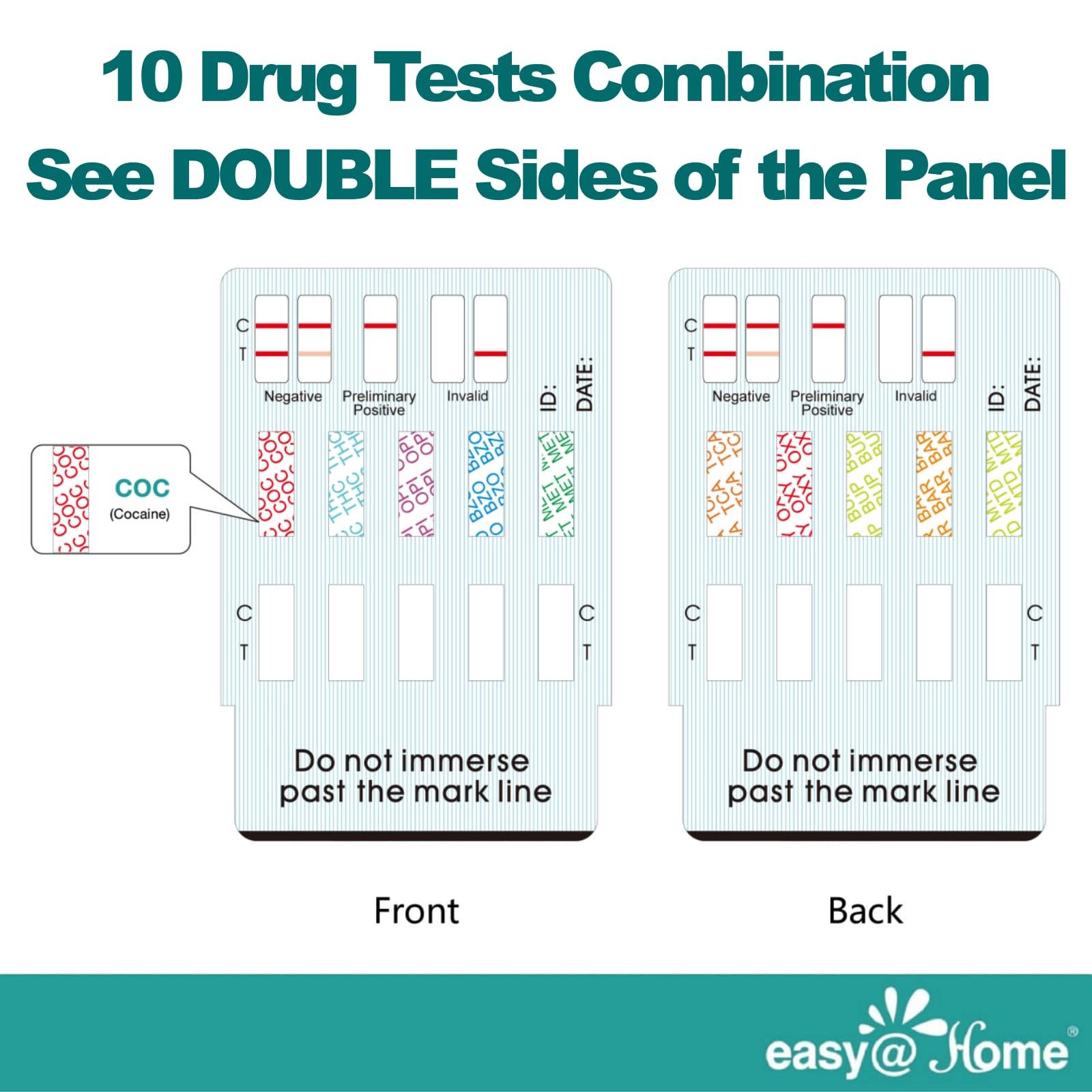 Easy@Home Multi-Drug Screen Test – 5 Pack Urine Drug Tests Kit (BZO/COC/THC/MET/MOR/OXY/BAR/BUP/MTD/TCA) | Instant Marijuana Test #EDOAP-7104