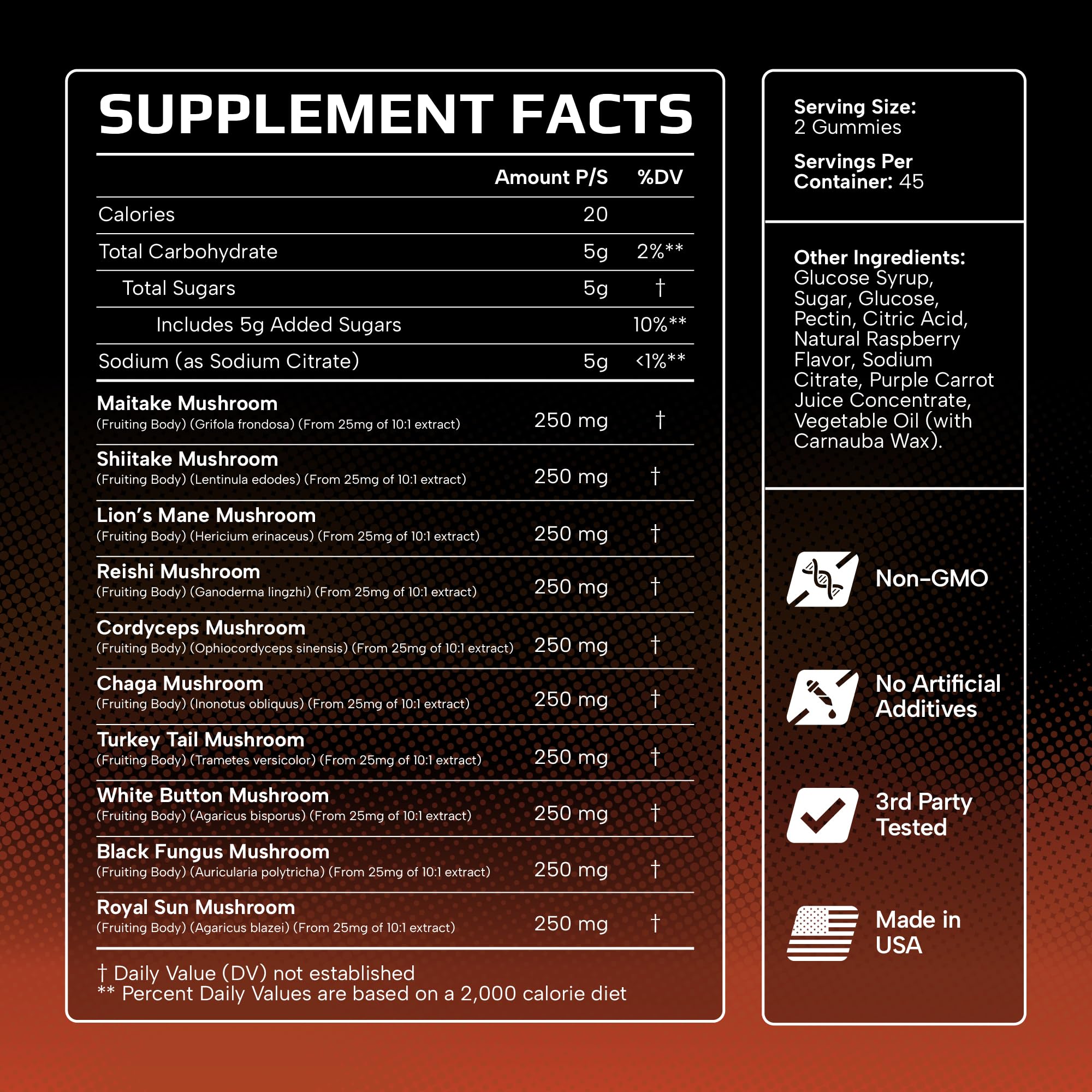 Effective Nutra Mushroom Gummies 2500mg - 10-in-1 Lion’s Mane, Reishi, Chaga, Cordyceps & More - Focus, Clarity, Memory - Raspberry Flavor, Vegan, Made in USA (2-Pack)