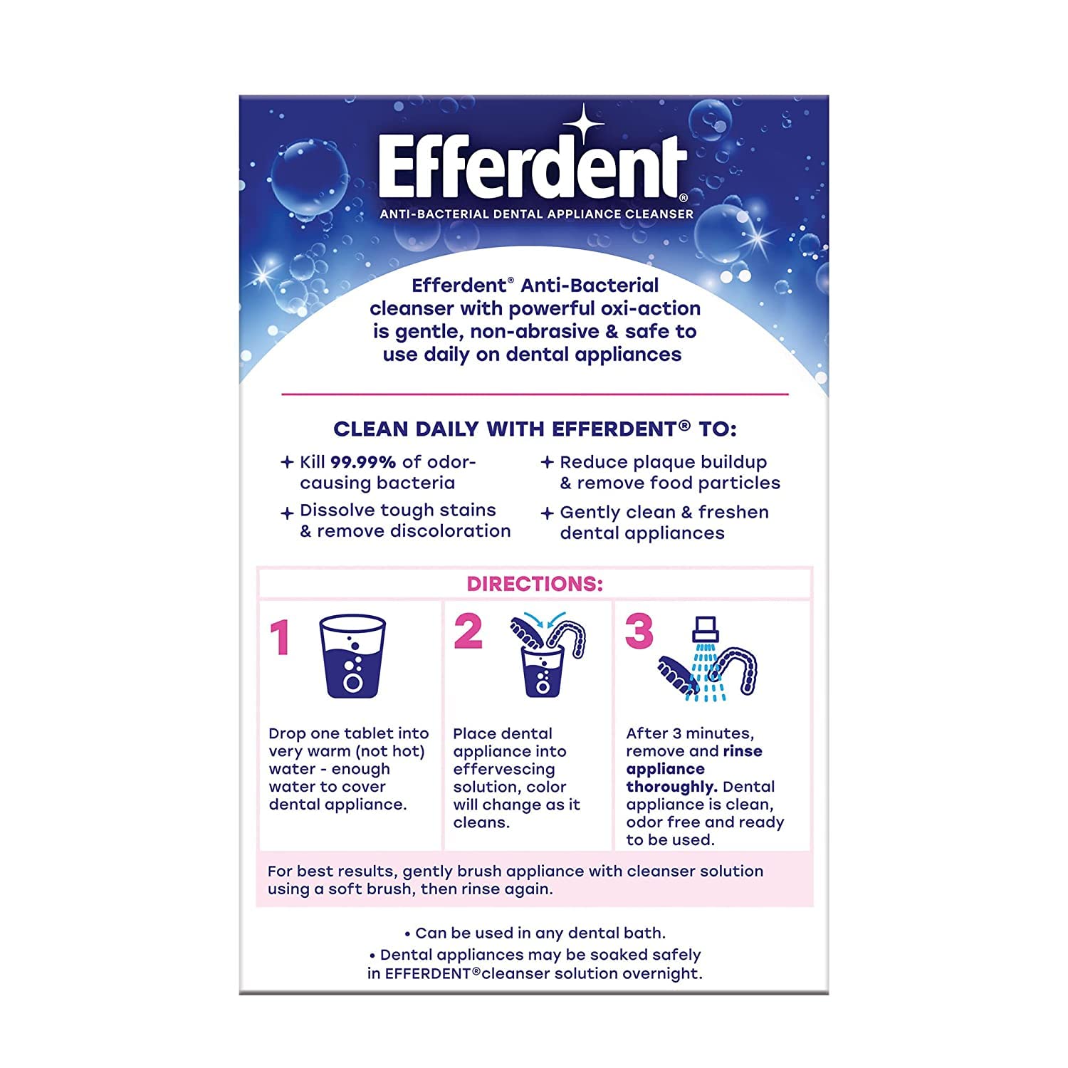 Efferdent Denture Cleaner, 102 ct | Denture Cleanser