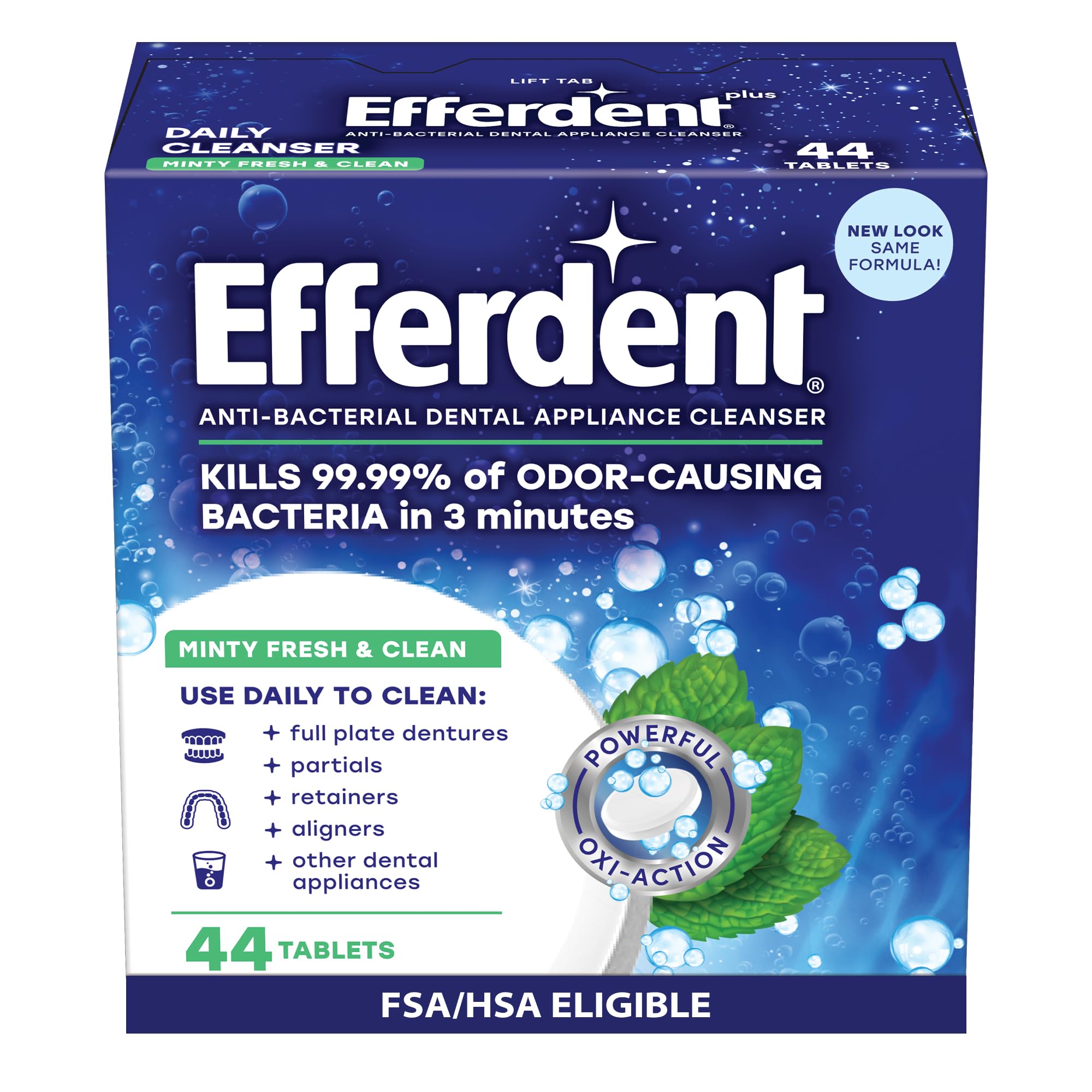 Efferdent Denture Cleaner Tablets – Minty Fresh & Clean, 44 Count