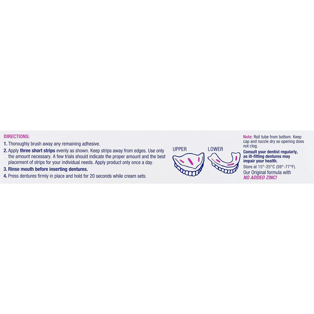 Effergrip Denture Adhesive Cream – Minty Fresh, 2.5 oz, Zinc-Free