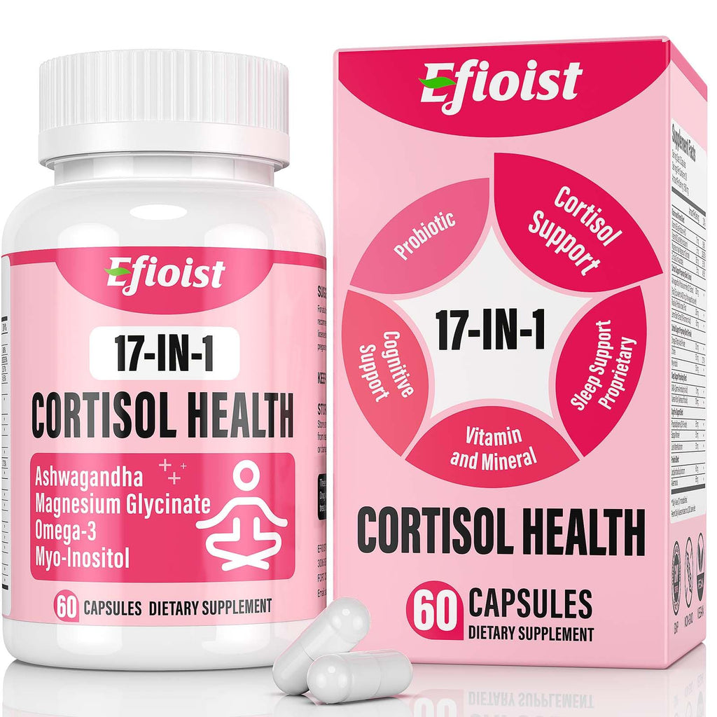 Efioist Cortisol Support for Women — 17-in-1 Hormone Harmony, Mood & Sleep | 60 Capsules