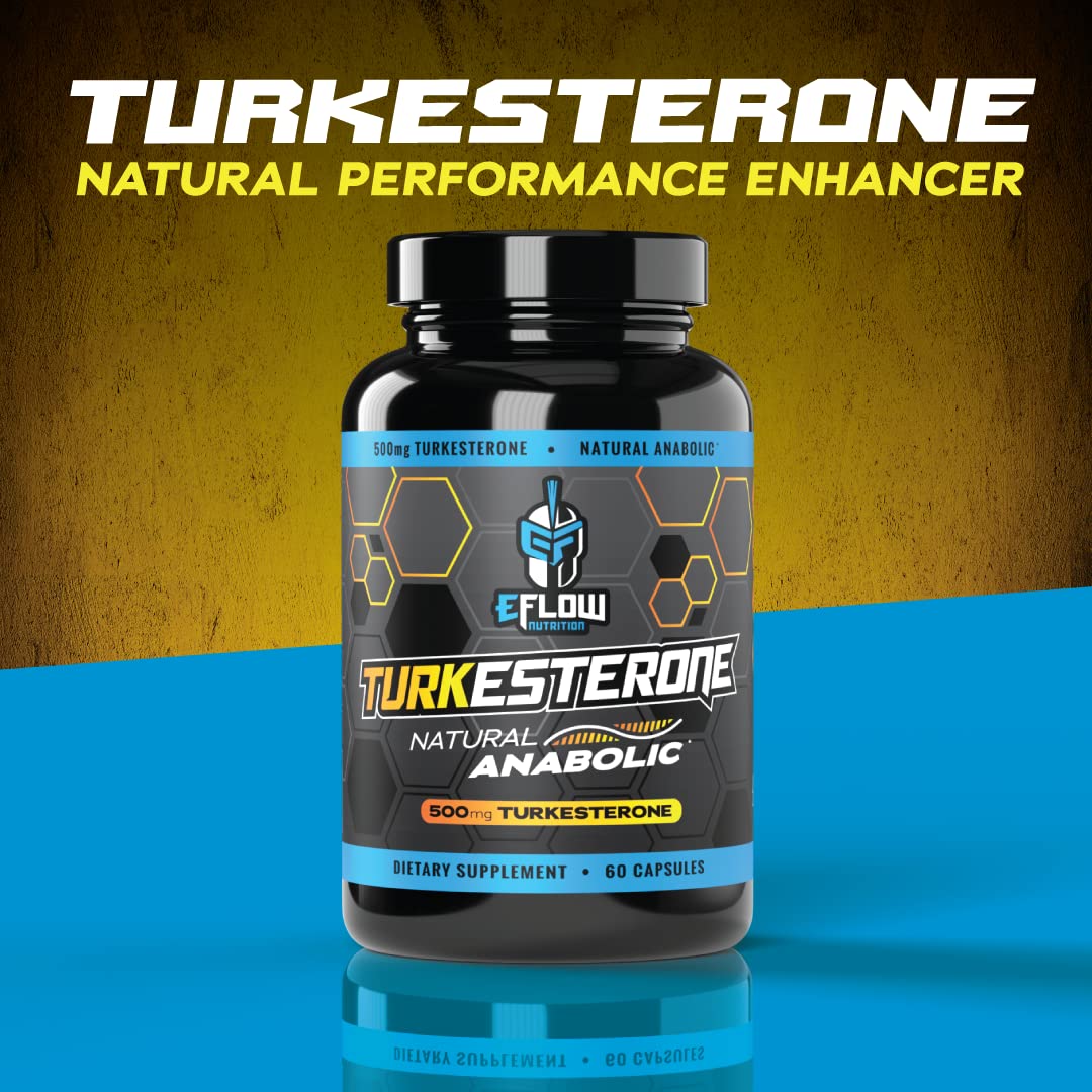 eFlow Nutrition Turkesterone Supplement for Men – Highest Purity, Cyclodextrin Absorption, 60 Capsules
