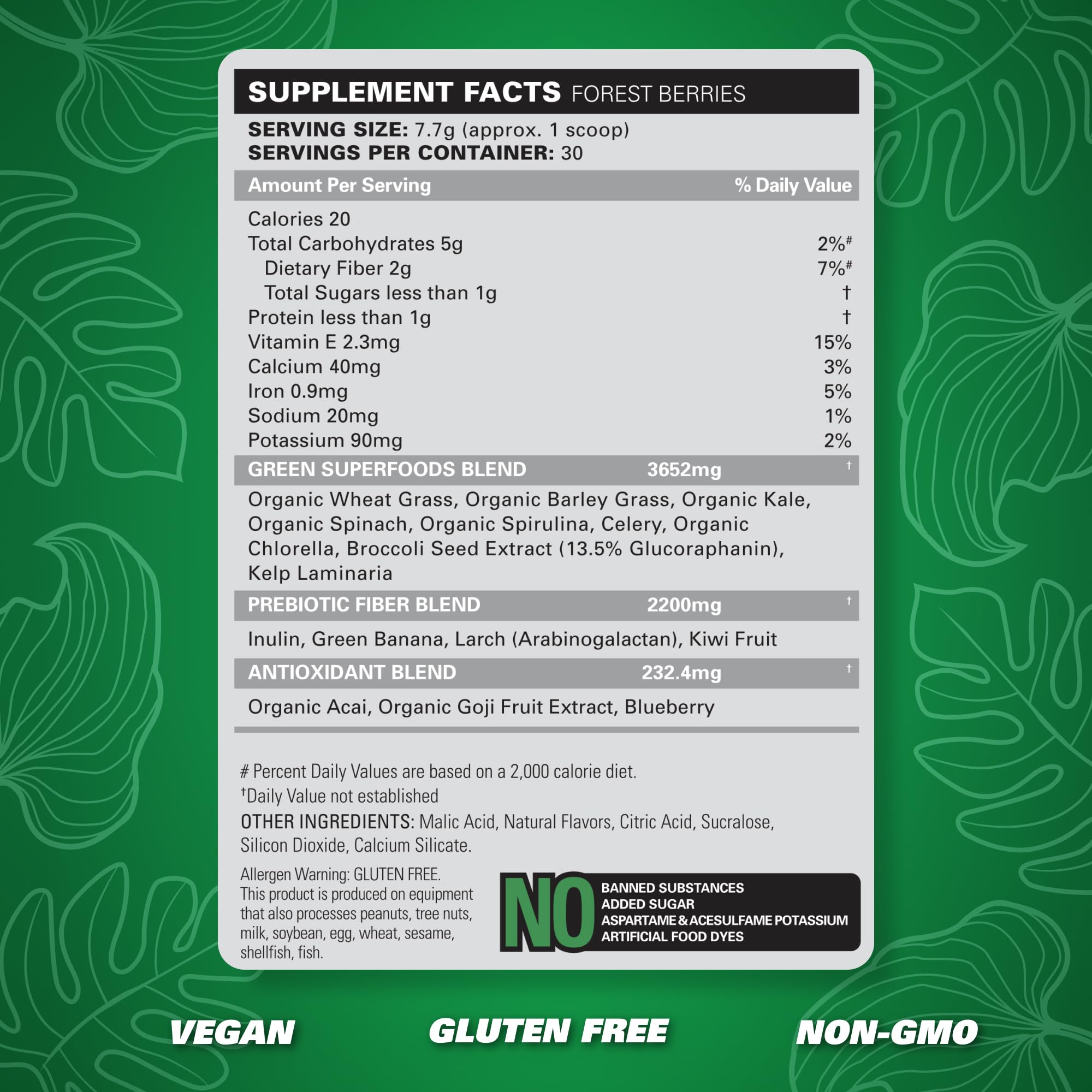 EHP Labs OxyGreens Forest Berries – Daily Greens Powder with Spirulina, Chlorella, Prebiotics & Enzymes | 30 Servings