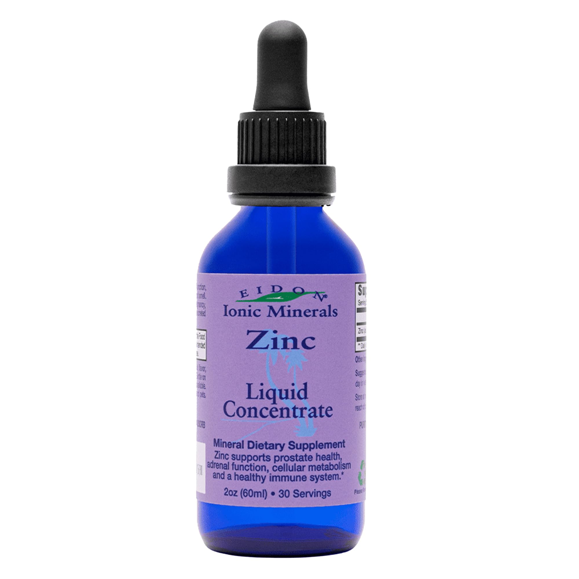 Eidon Ionic Minerals Liquid Zinc Concentrate – Zinc Drops for Immune Support, Hair & Skin Health, Liver & Kidney Health | 2 oz