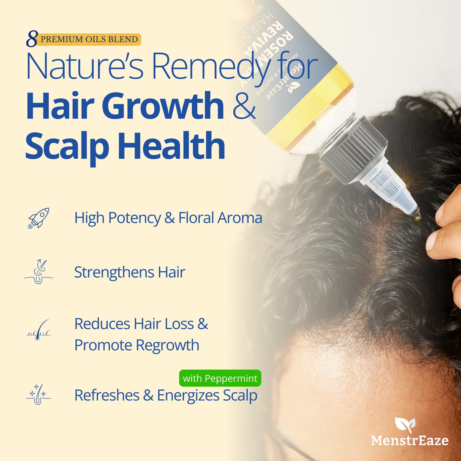 8-Oil Hair Growth Oil & Scalp Treatment - Rosemary, Peppermint, Biotin | 6.7 fl oz