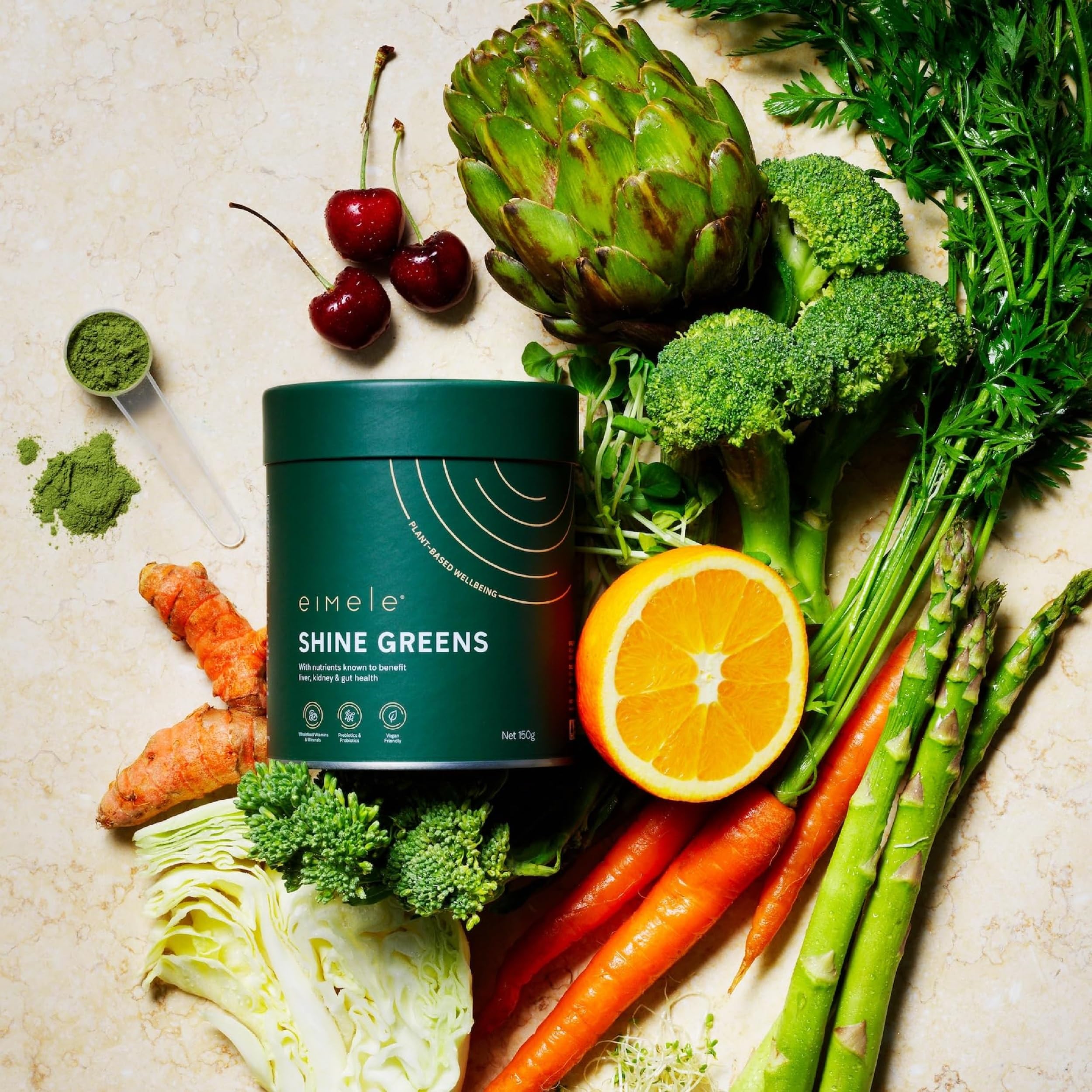 eimele Shine Greens – Plant-Based Greens Powder for Gut Health & Immunity | 42 Servings