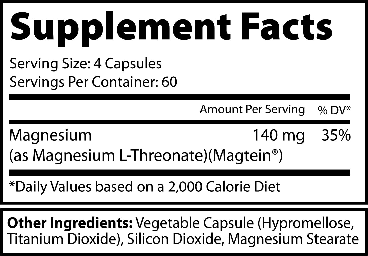 Ekkovision Magtein Magnesium L-Threonate – 2000 mg per Serving, 60 Servings, Memory & Cognitive Support