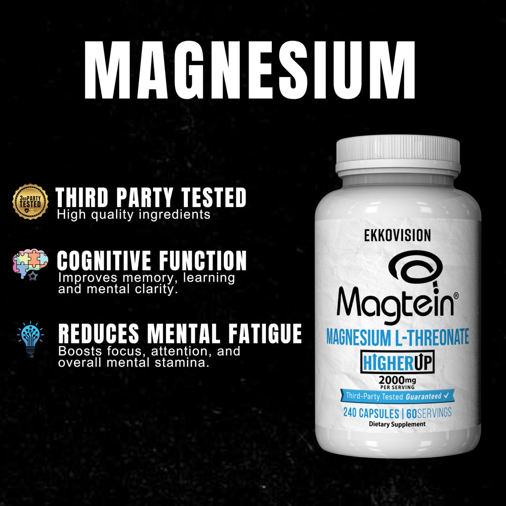 Ekkovision Magtein Magnesium L-Threonate – 2000 mg per Serving, 60 Servings, Memory & Cognitive Support