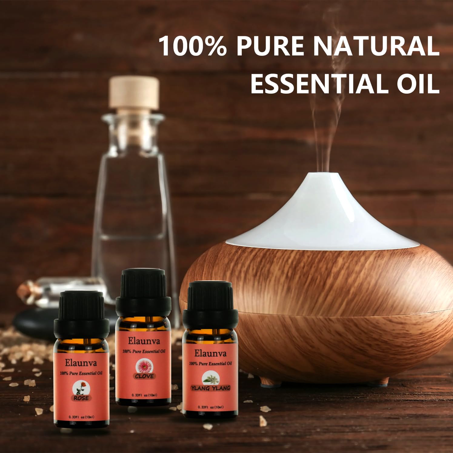 Elaunva Essential Oils Set - 4 Pure Scents (0.33oz each)