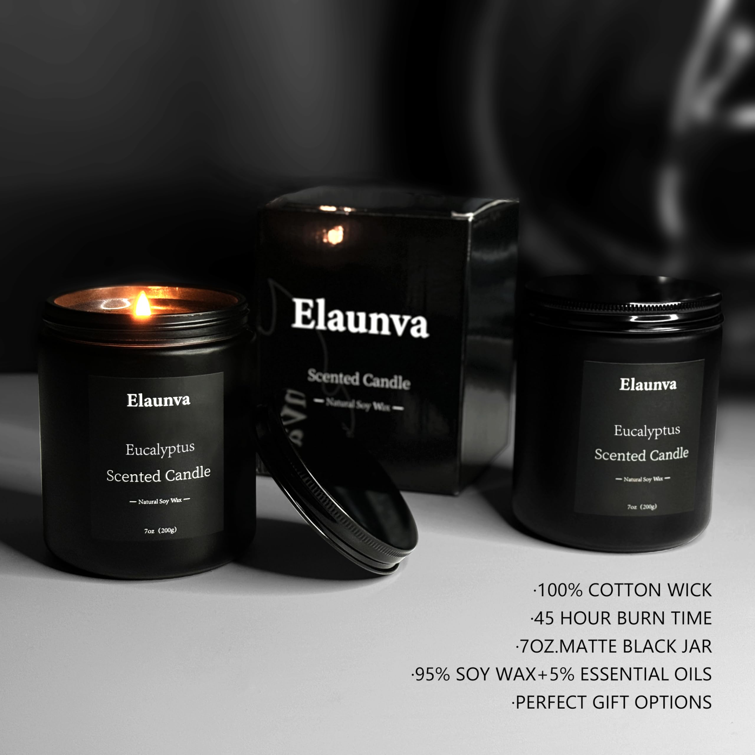 Elaunva Eucalyptus Scented Candle - 7oz, Natural Soy Wax, Aromatherapy