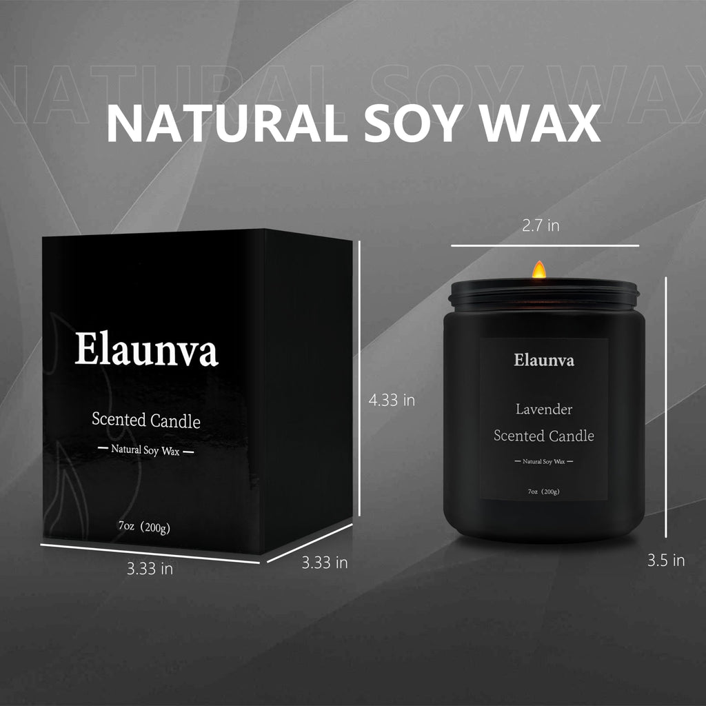 Elaunva Lavender Scented Candle - 7oz Soy Wax, Aromatherapy Gift
