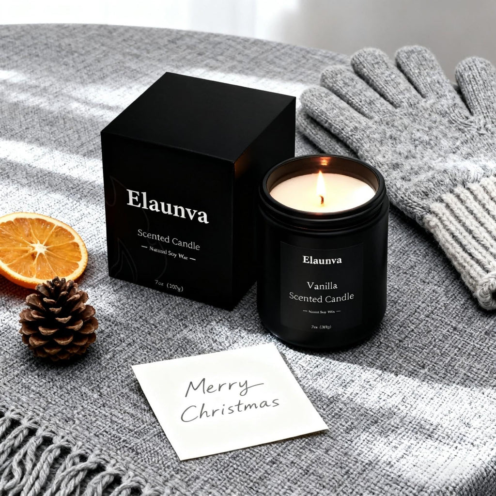 Elaunva Vanilla Scented Candle - 7oz (200g) Natural Soy Wax | Aromatherapy & Home Decor