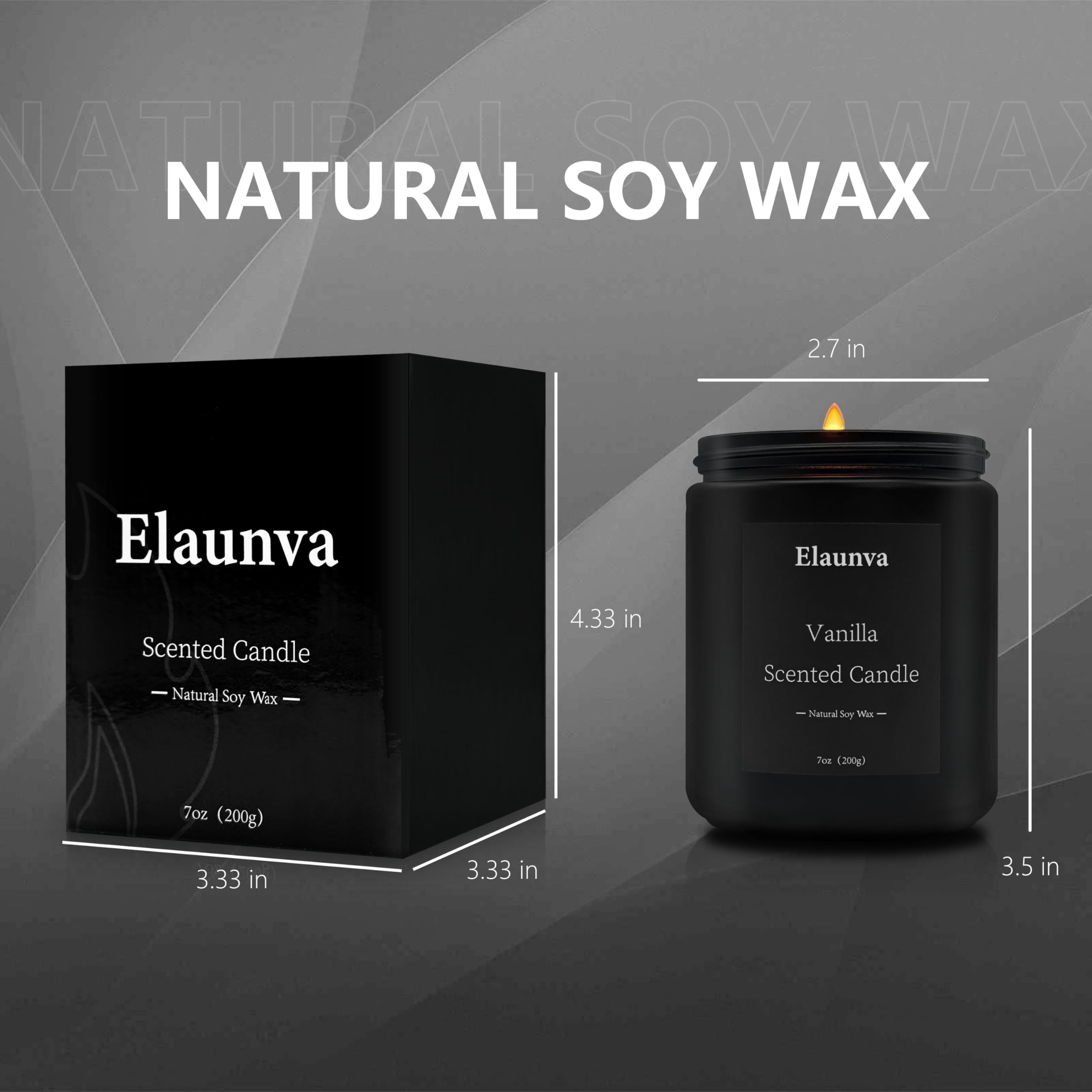 Elaunva Vanilla Scented Candle - 7oz (200g) Natural Soy Wax | Aromatherapy & Home Decor