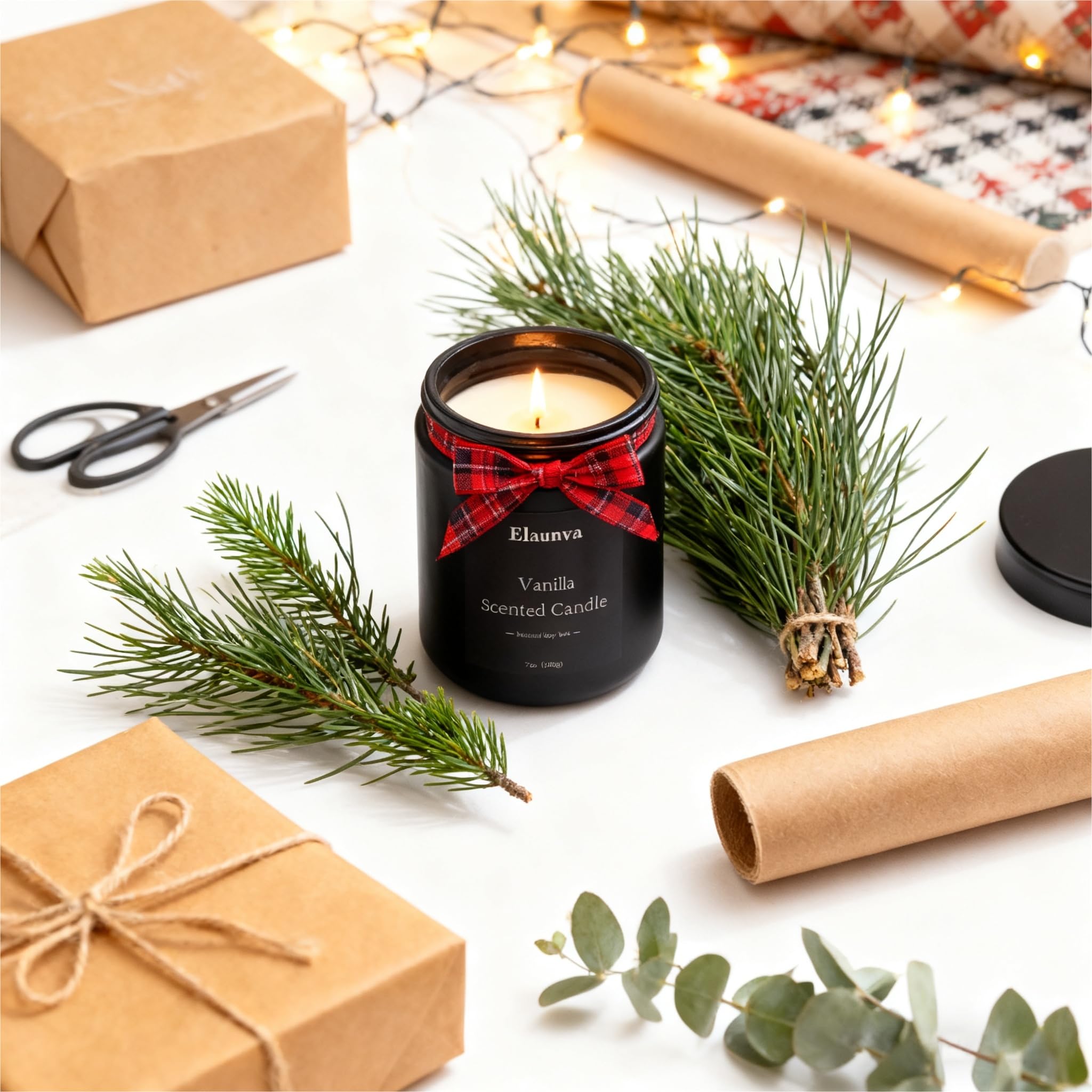 Elaunva Vanilla Scented Candle - 7oz (200g) Natural Soy Wax | Aromatherapy & Home Decor