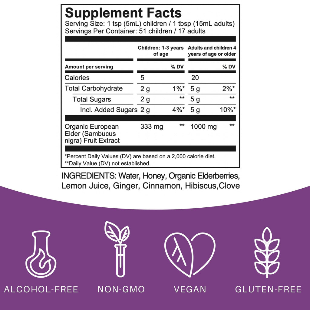 Elderlane Elderberry Syrup - Immune Support for Kids & Adults | Gluten-Free 8.5 Fl Oz