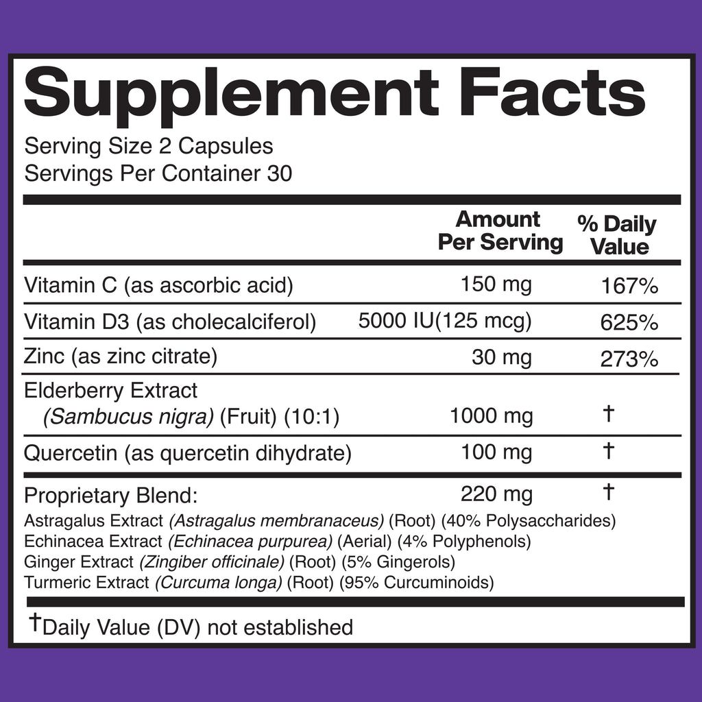 American Standard 8-in-1 Elderberry Supplement – 60 Capsules, 30 Servings