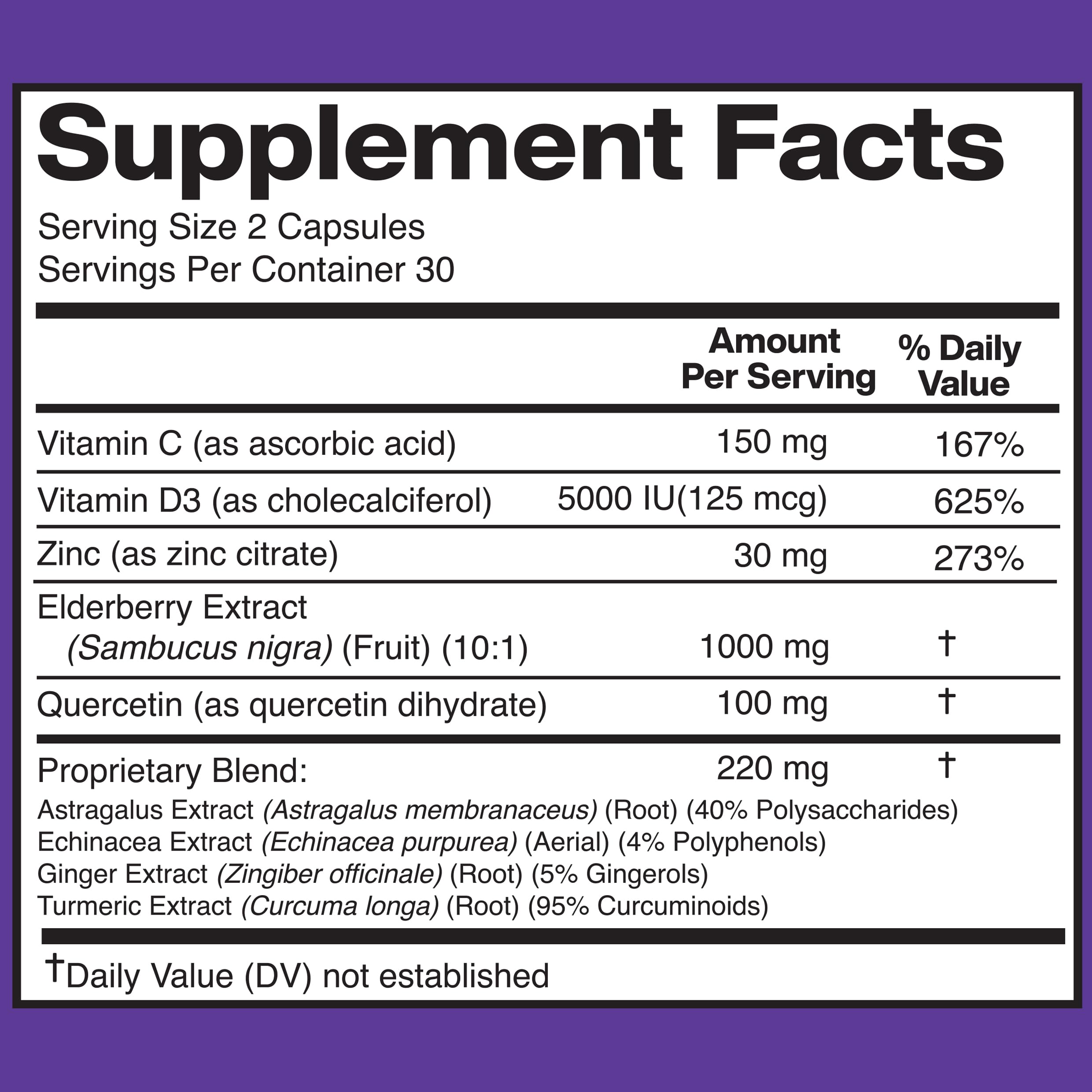 American Standard 8-in-1 Elderberry Supplement – 60 Capsules, 30 Servings