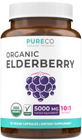 Organic Elderberry Capsules 10:1 Extract — 5,000mg Fresh Elderberries (Vegan) | Immune Support | Sambucus Nigra | 30 Caps