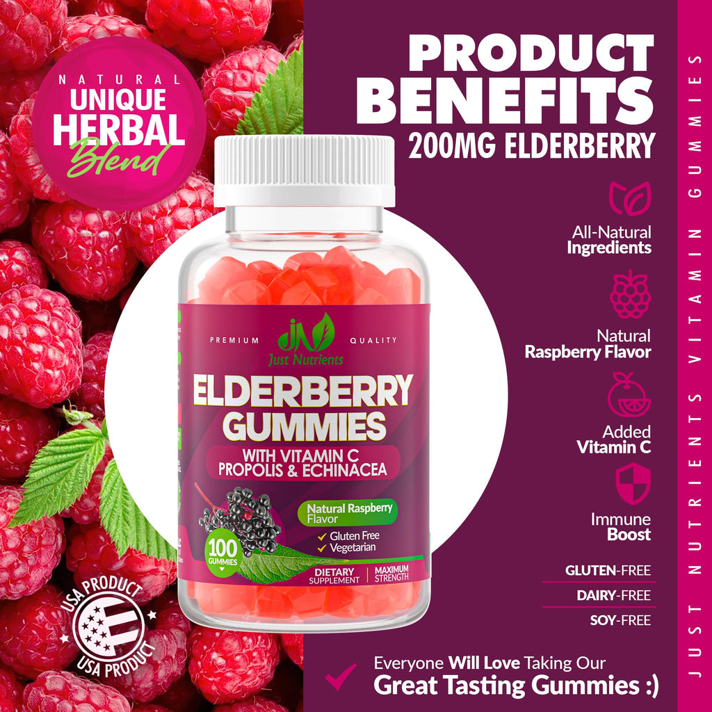 Elderberry Gummies with Vitamin C, Echinacea & Propolis - 100 Count