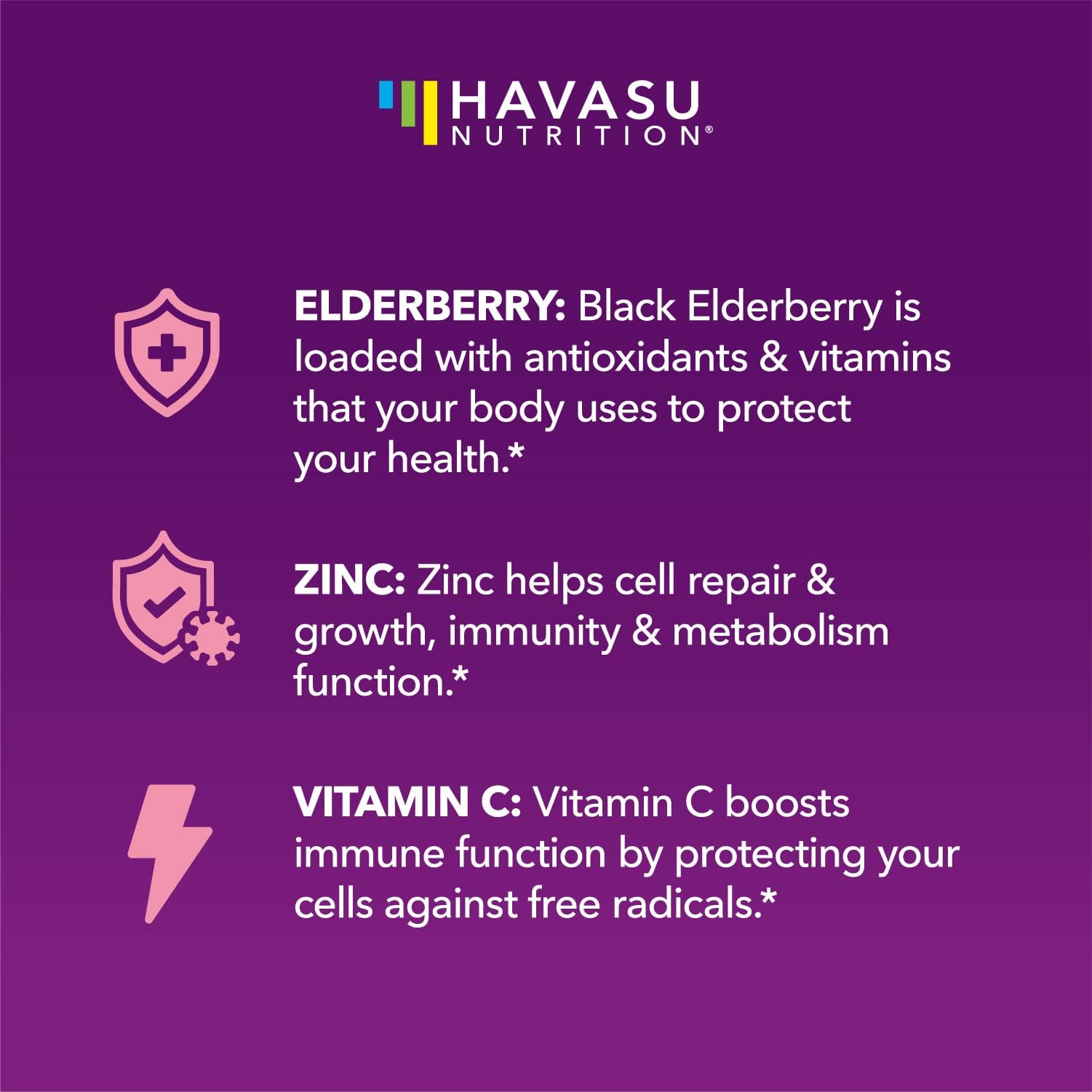 Elderberry Gummies for Kids with Zinc & Vitamin C – 60 Count (Vegan, Berry)